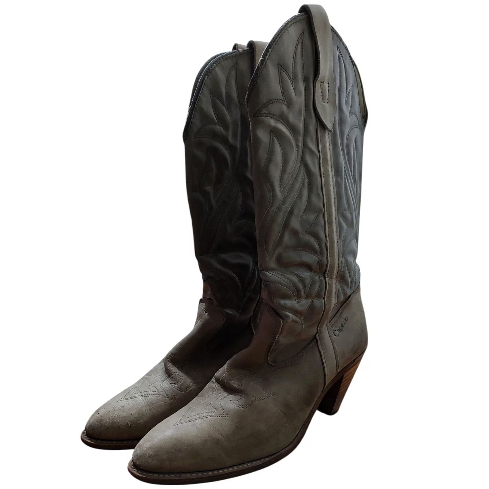 Vintage VINTAGE Capezio Cowboy Boots Women L348 9 M Gray Leather Western Cowboy Cowgirl Southwestern Boots Mens Womens Girls? Size US 9 / IT 39 - 3 Thumbnail