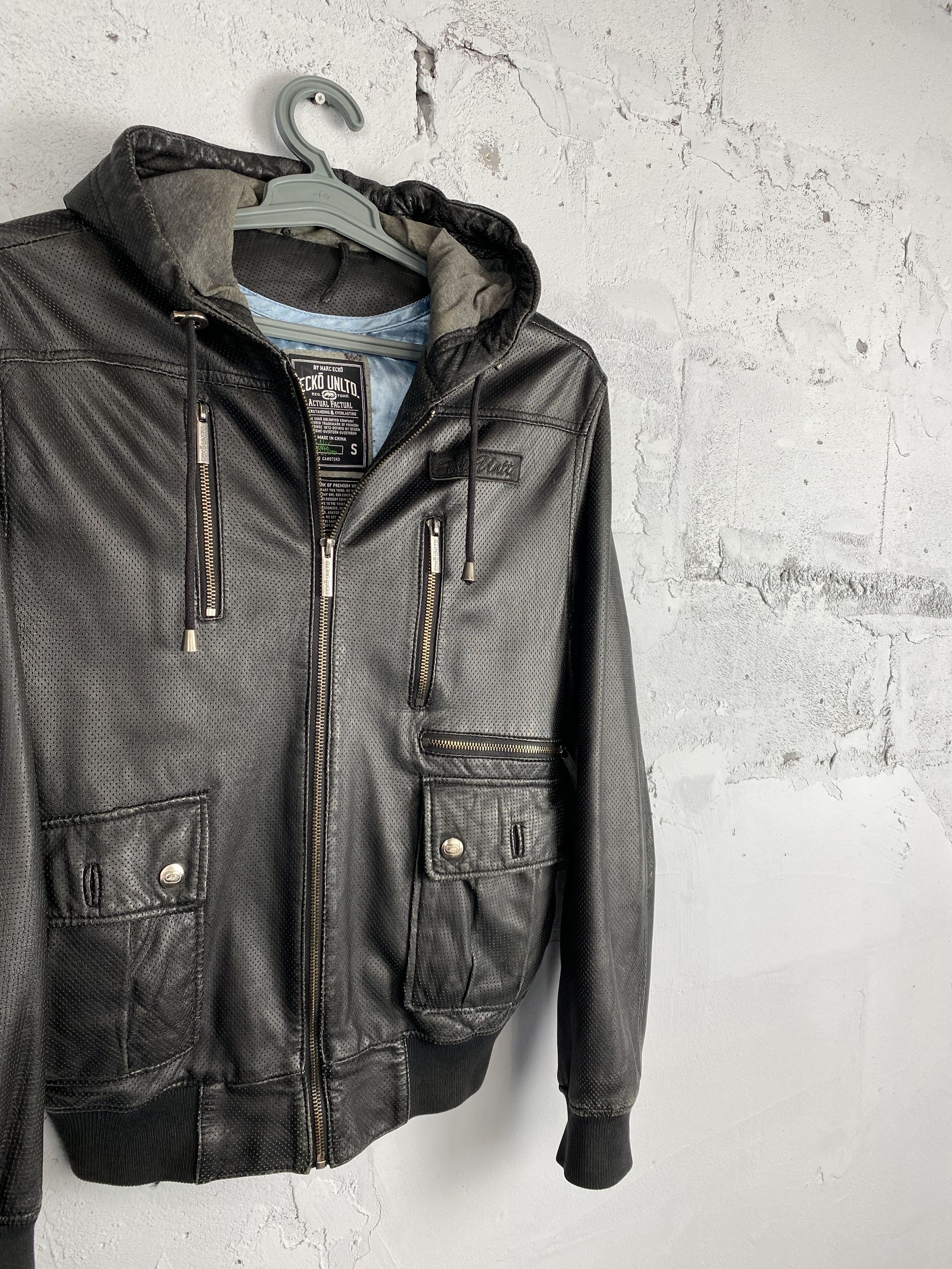 Ecko Unltd. Vintage Ecko Unltd Y2K Leather jacket rap hooded Size US S / EU 44-46 / 1 - 2 Thumbnail