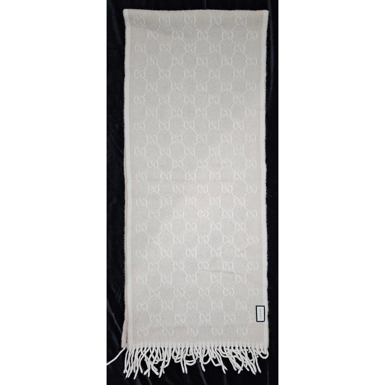 Gucci Gucci Muffler Stole Wool GG Pattern Fringe -White/Cream Size ONE SIZE - 6 Thumbnail
