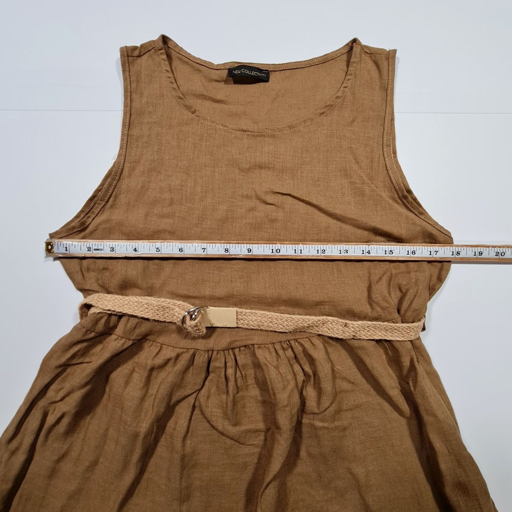 Vintage New Collection Womens Dress Brown Small Sleeveless A-Line Belted Knee Length Size S / US 4 / IT 40 - 4 Thumbnail