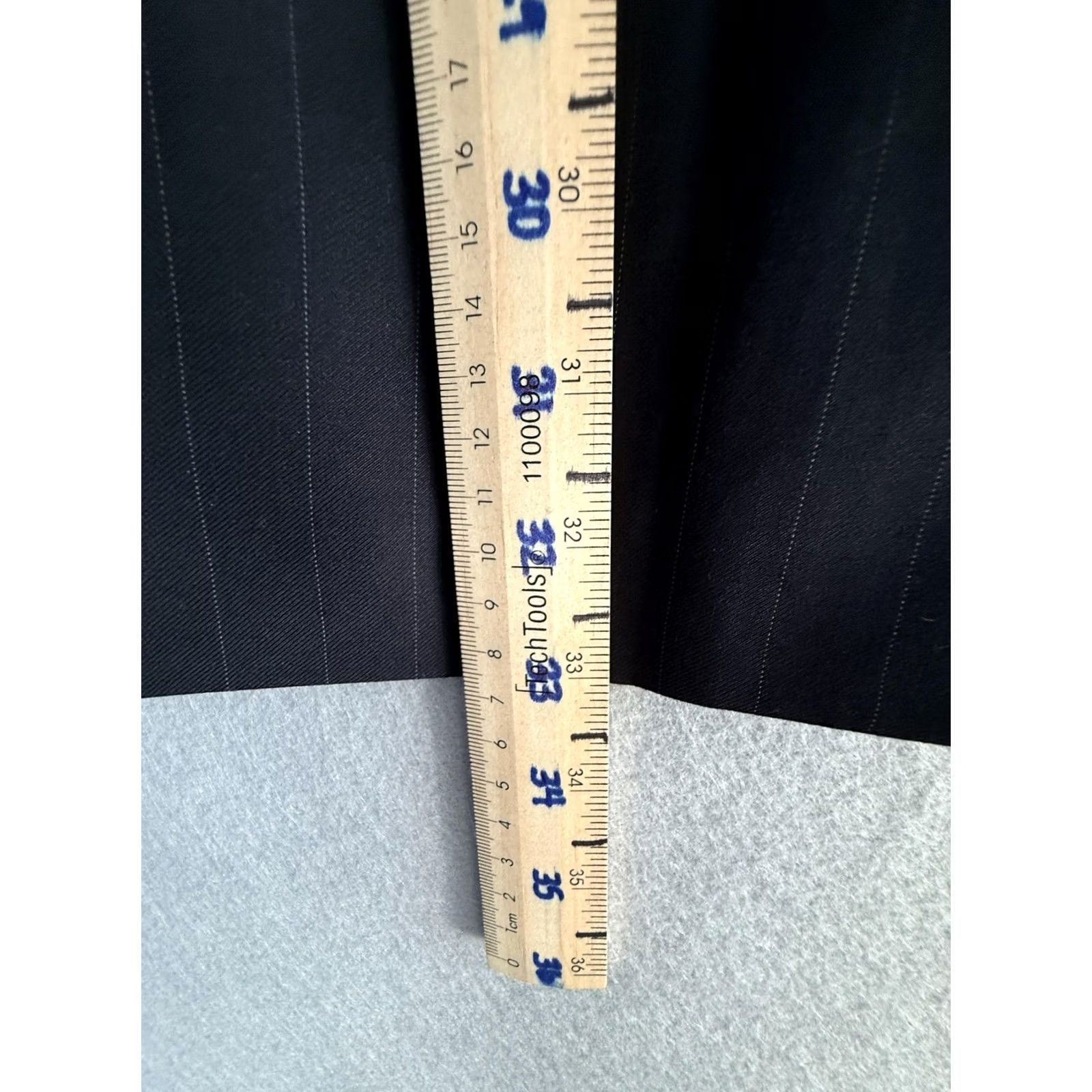 George George Suit 2 Piece Jacket Pants Mens 48L 44x32 Blue Pinstripe Polyester Viscose Size 48R - 4 Thumbnail
