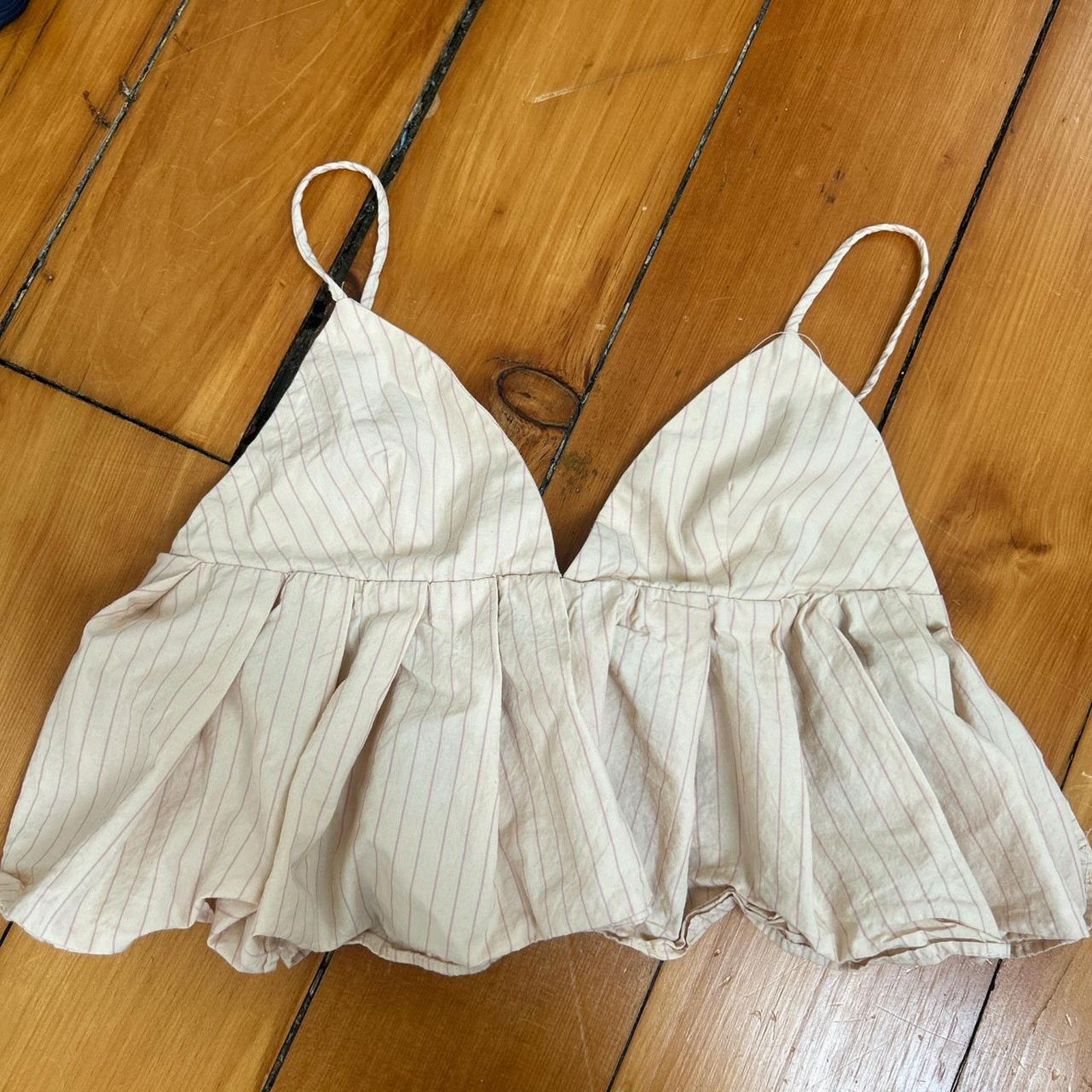 Zara Pink pinstripe babydoll top feminine Size S / US 4 / IT 40 - 1 Thumbnail