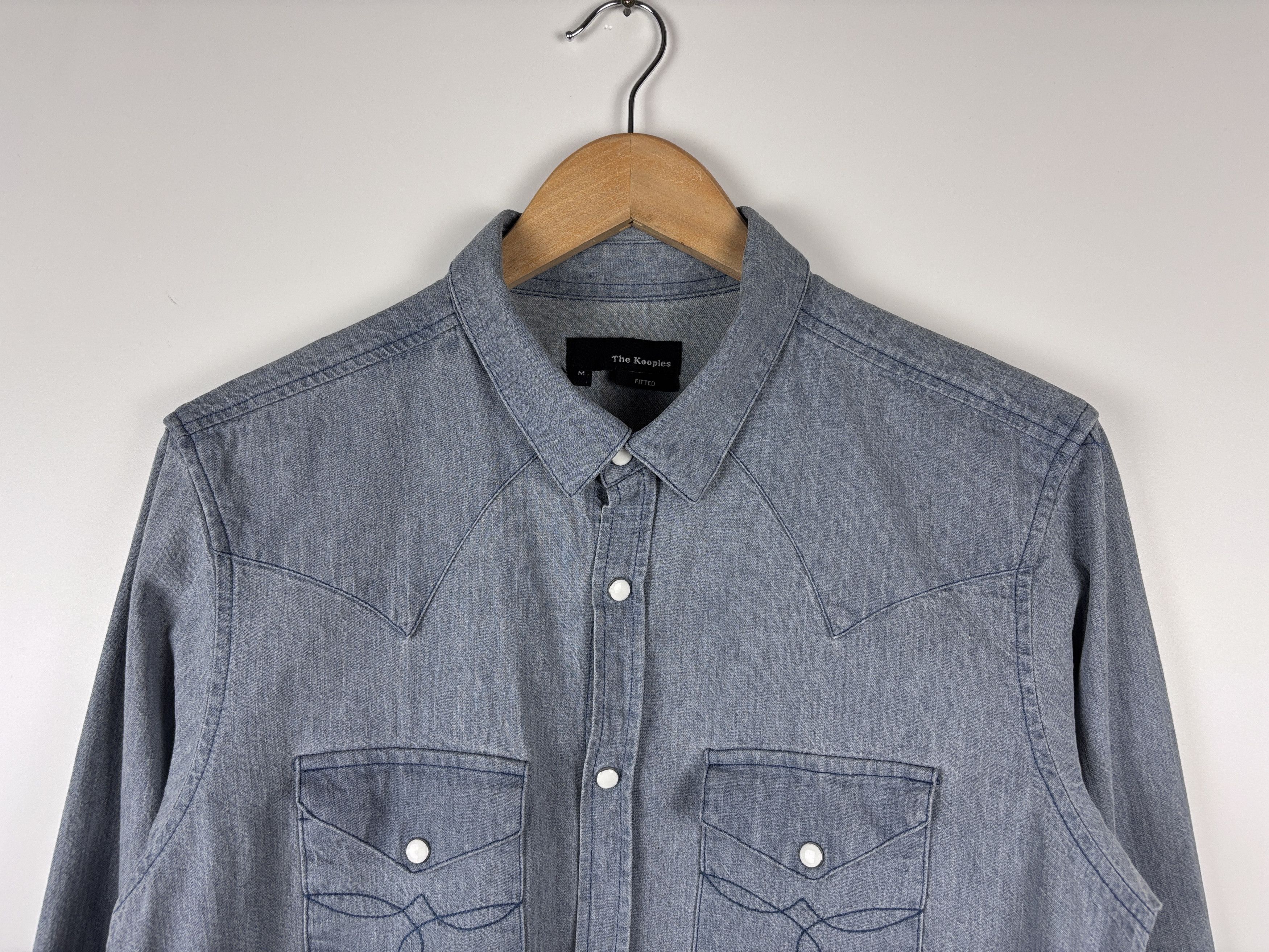 The Kooples The Kooples Fitted Long Sleeve Pearl Snap Denim Shirt M Size US M / EU 48-50 / 2 - 2 Thumbnail