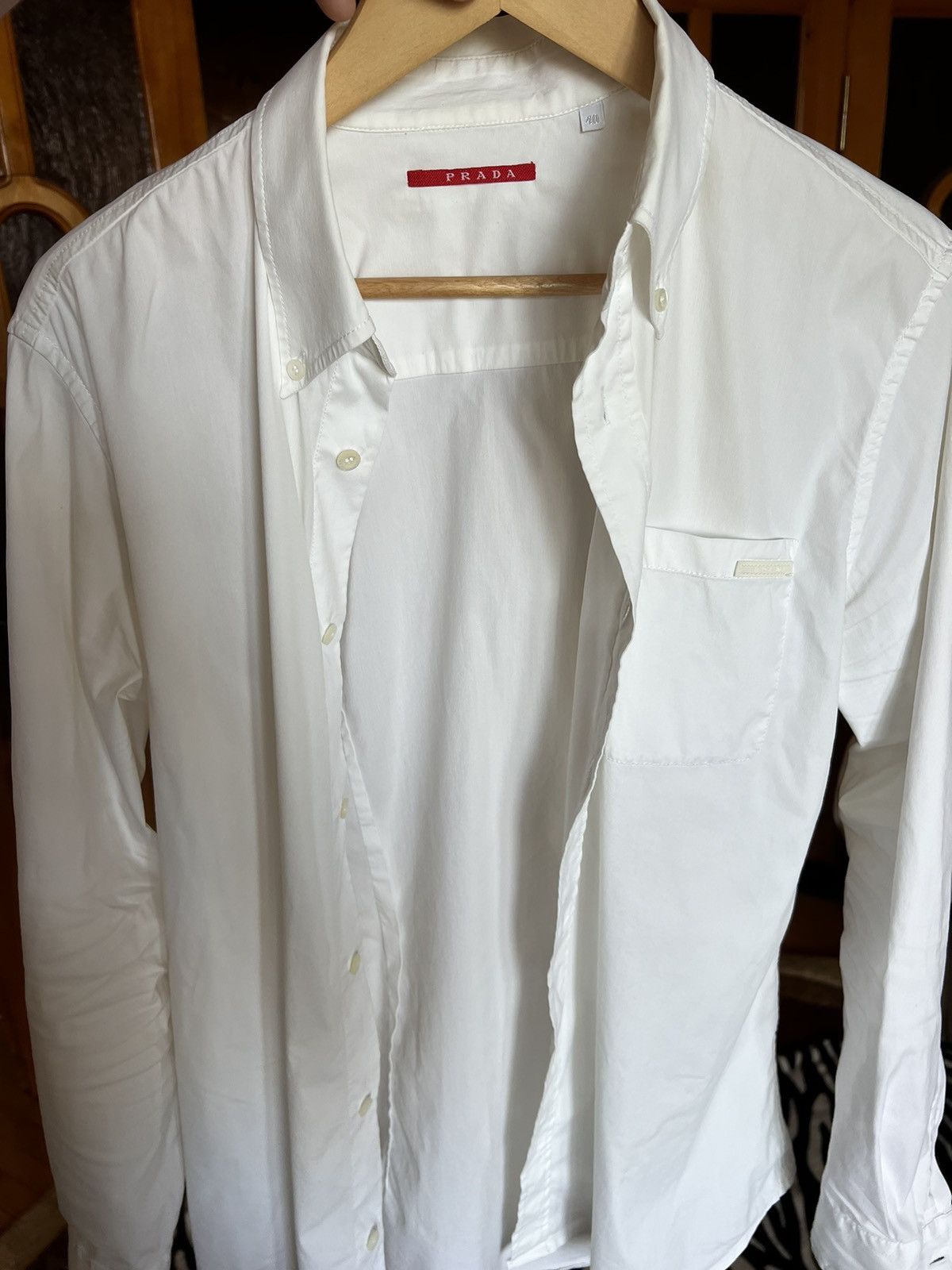 Prada × Tom Ford Prada luxury shirt button down chest pocket white tab logo Size US M / EU 48-50 / 2 - 11 Thumbnail