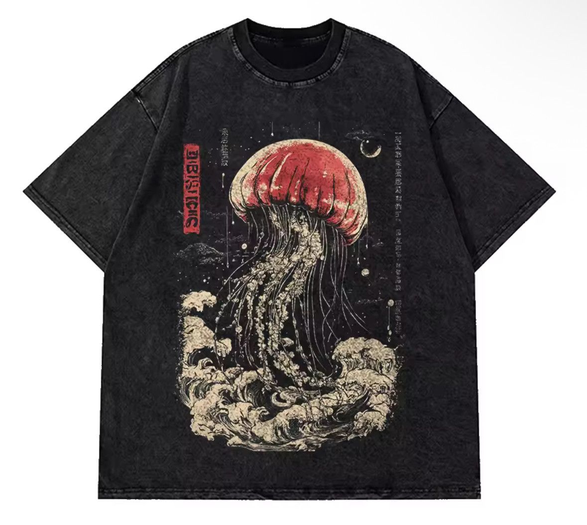 Japanese Brand Vintage Gothic Jellyfish Print Washed Short Sleeve T-Shirt Size US L / EU 52-54 / 3 - 1 Thumbnail