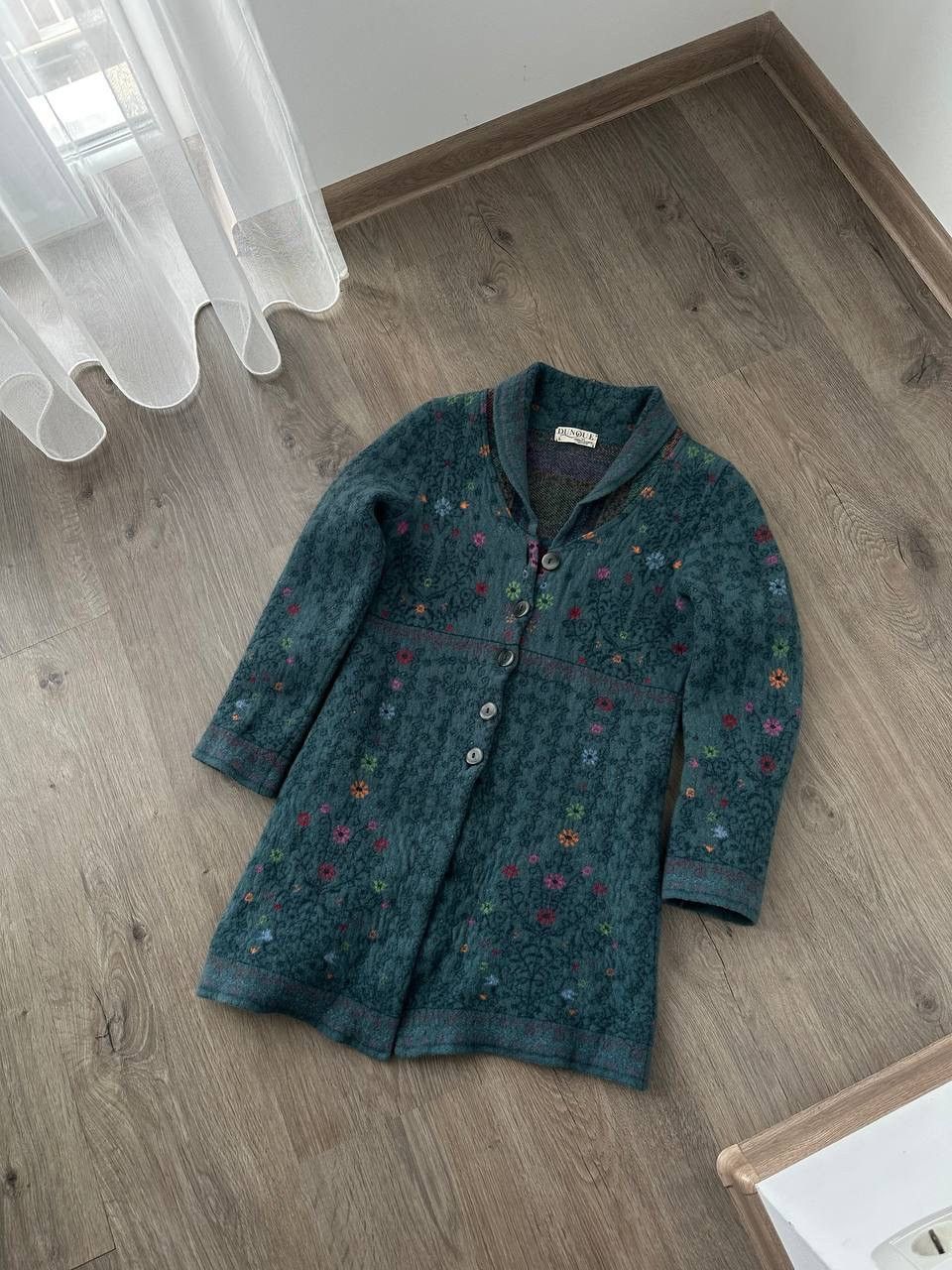 Japanese Brand × Vintage Vintage DUNQUE Wool Cardigan Floral Sweater Size US M / EU 48-50 / 2 - 3 Thumbnail