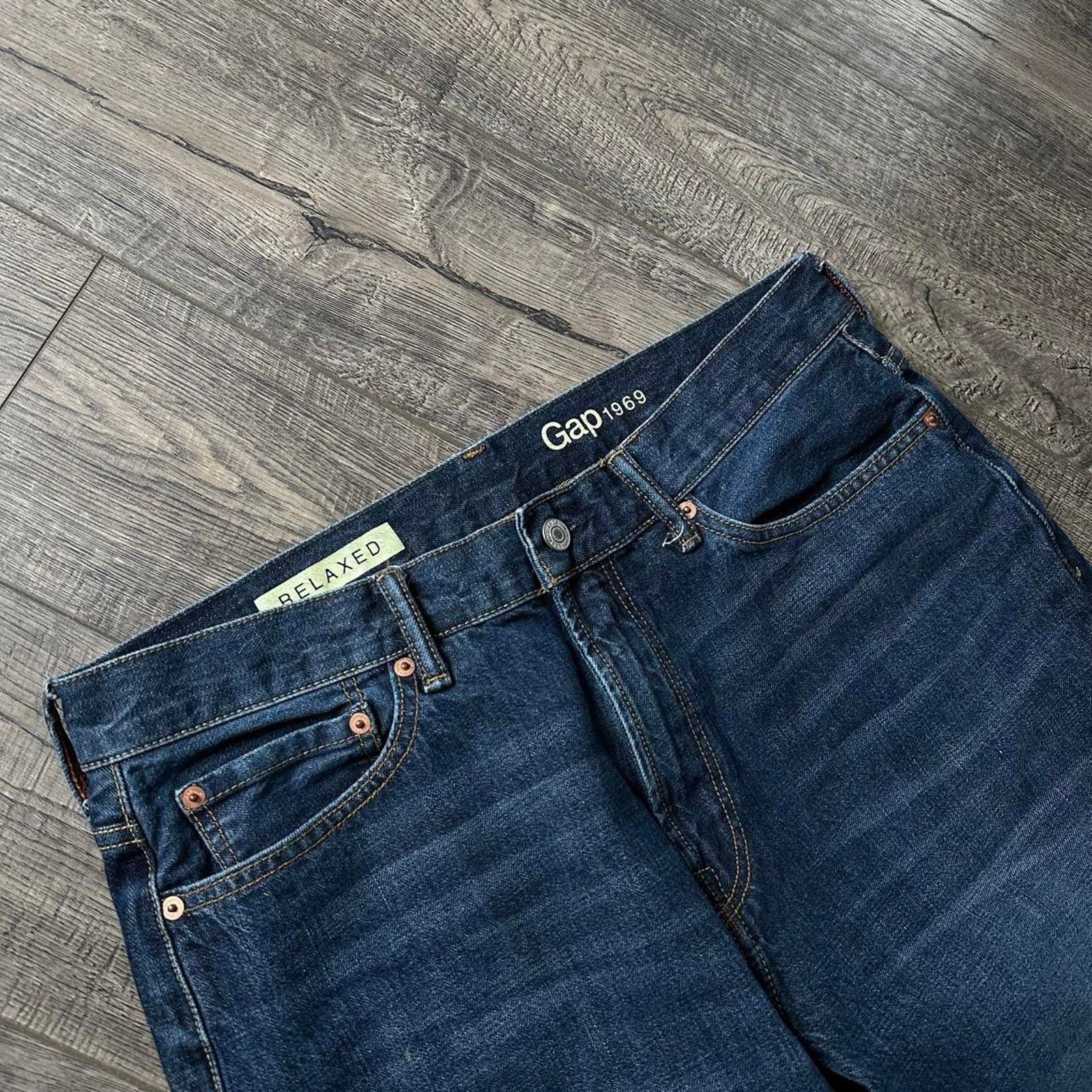 Gap Vintage Y2K Gap Dark Blue Baggy Relaxed Straight Boot Denim Size US 33 - 5 Thumbnail