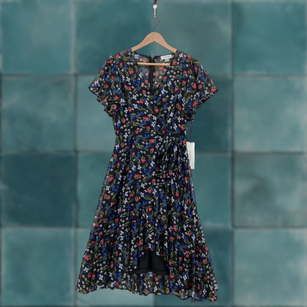 square neck black midi dress Valentino