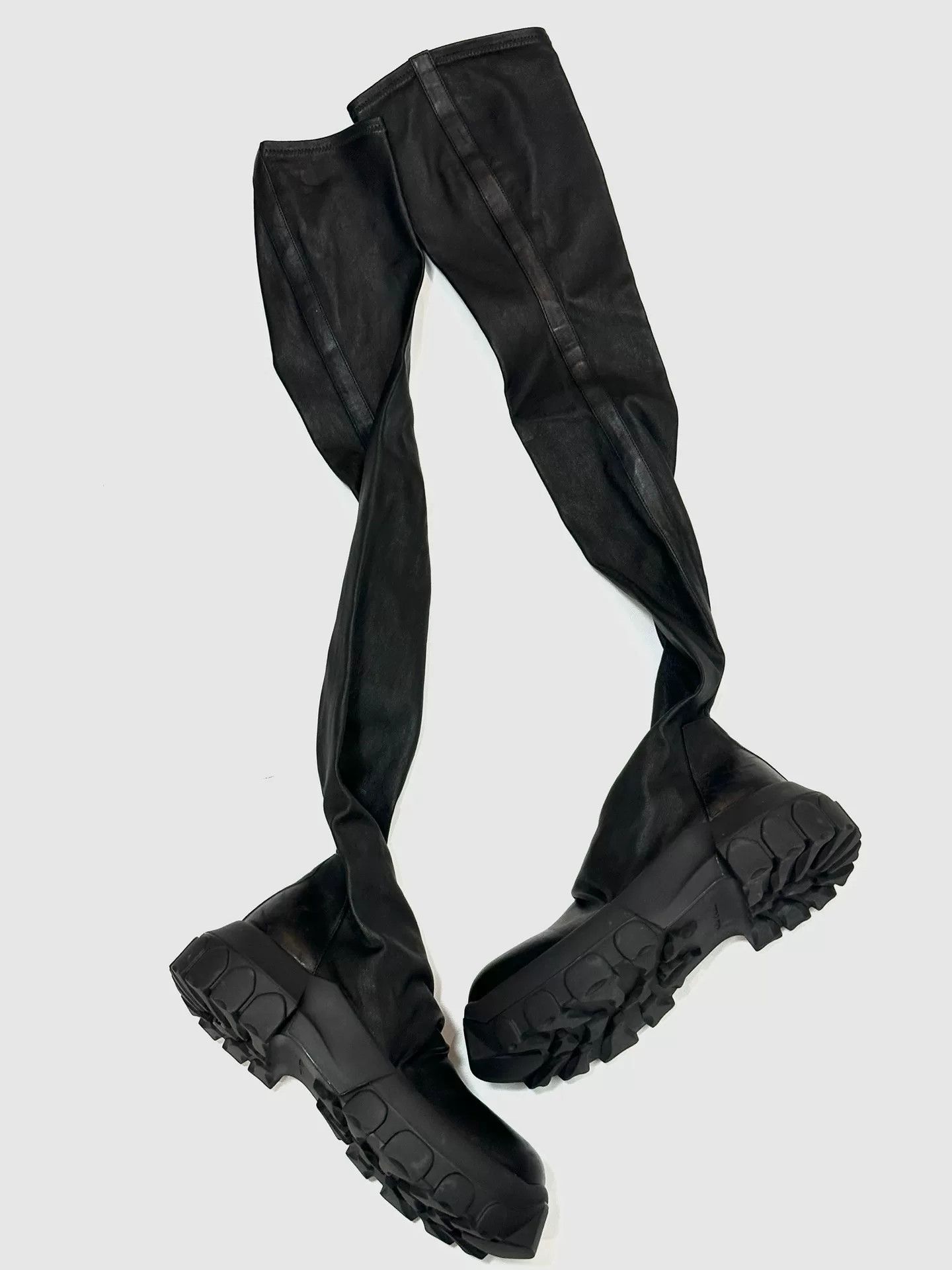 Rick Owens Rick Owens Black Octopus Sole Over-Knee Boots Size US 5 / IT 35 - 1 Thumbnail