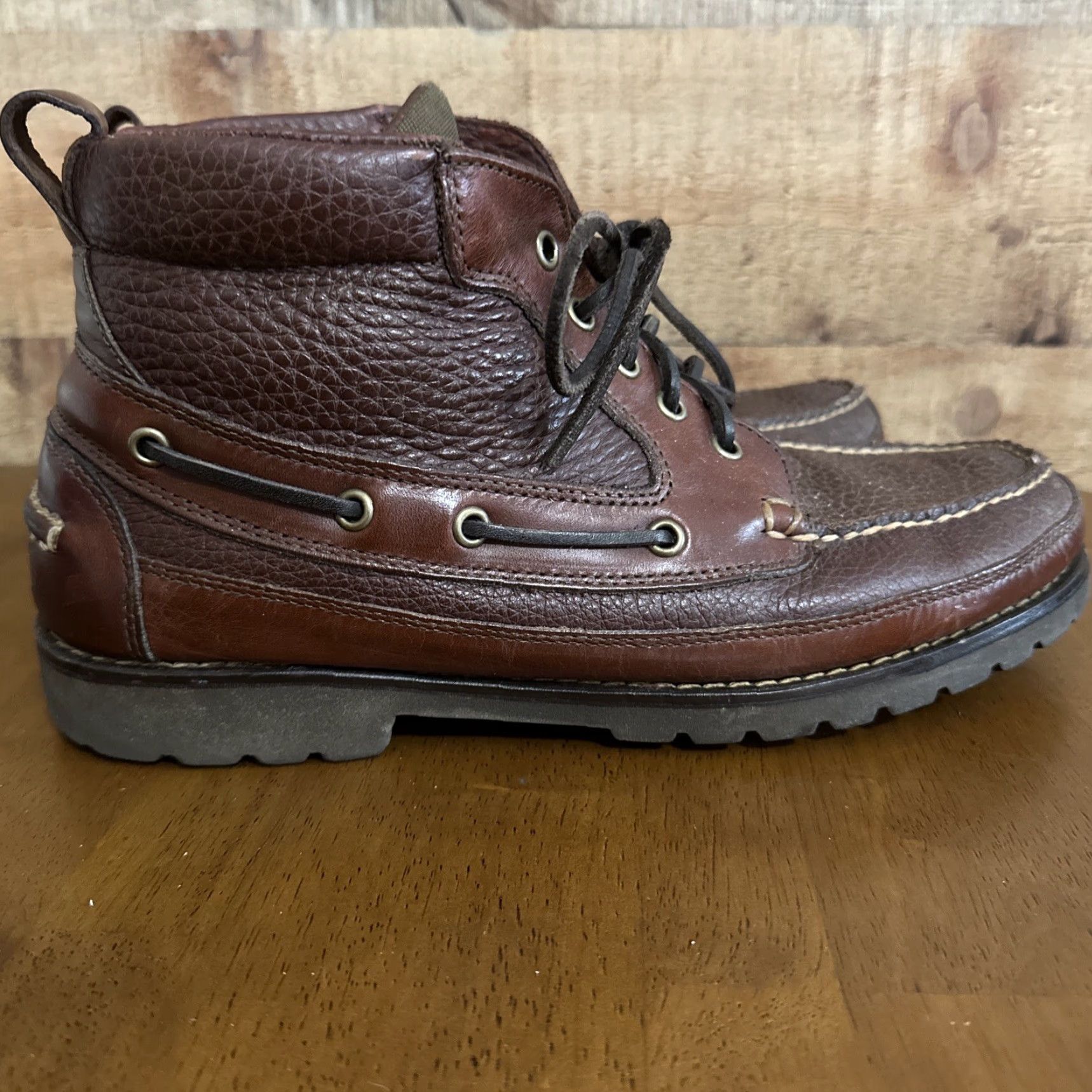Vintage L.L. Bean East Point Men's Brown Leather Boots Size 10.5 D Boots Brown Leather East Point Men's RN71341 273824 Size US 11 / EU 44 - 3 Thumbnail