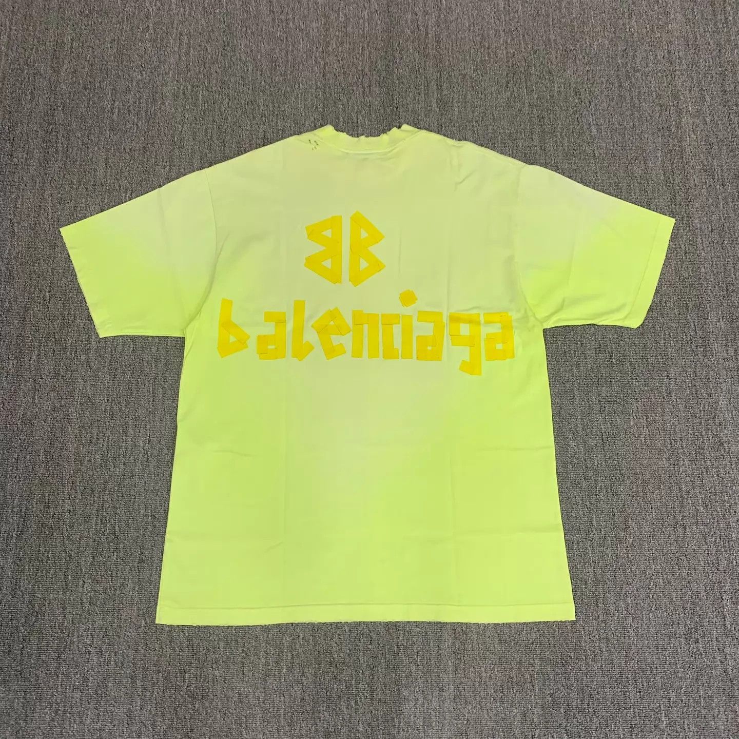 Balenciaga Balenciaga Neon Yellow Tape Distressed Holes Tee S Size US S / EU 44-46 / 1 - 2 Thumbnail