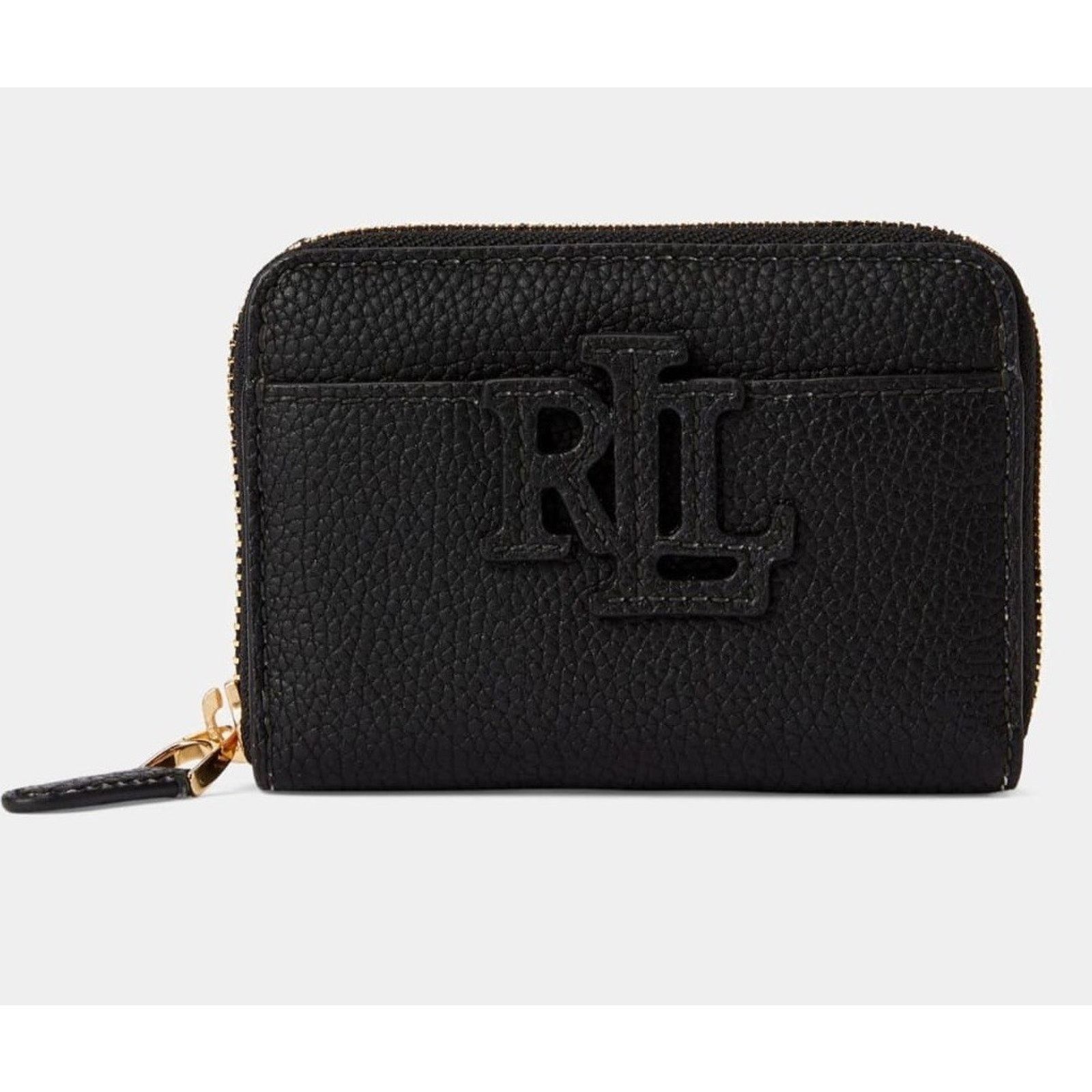 Ralph Lauren NWT RALPH LAUREN Logo Pebbled Leather Zip Wallet Black Size ONE SIZE - 6 Thumbnail