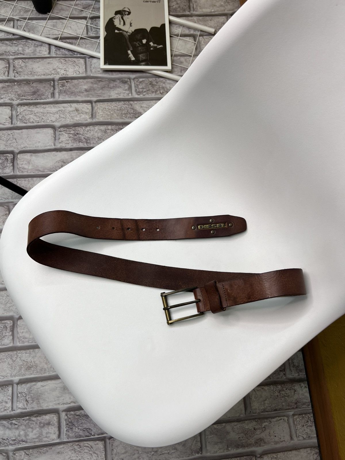 Diesel × Vintage Vintage Diesel Leather Belt Big Logo 90s Size ONE SIZE - 1 Thumbnail