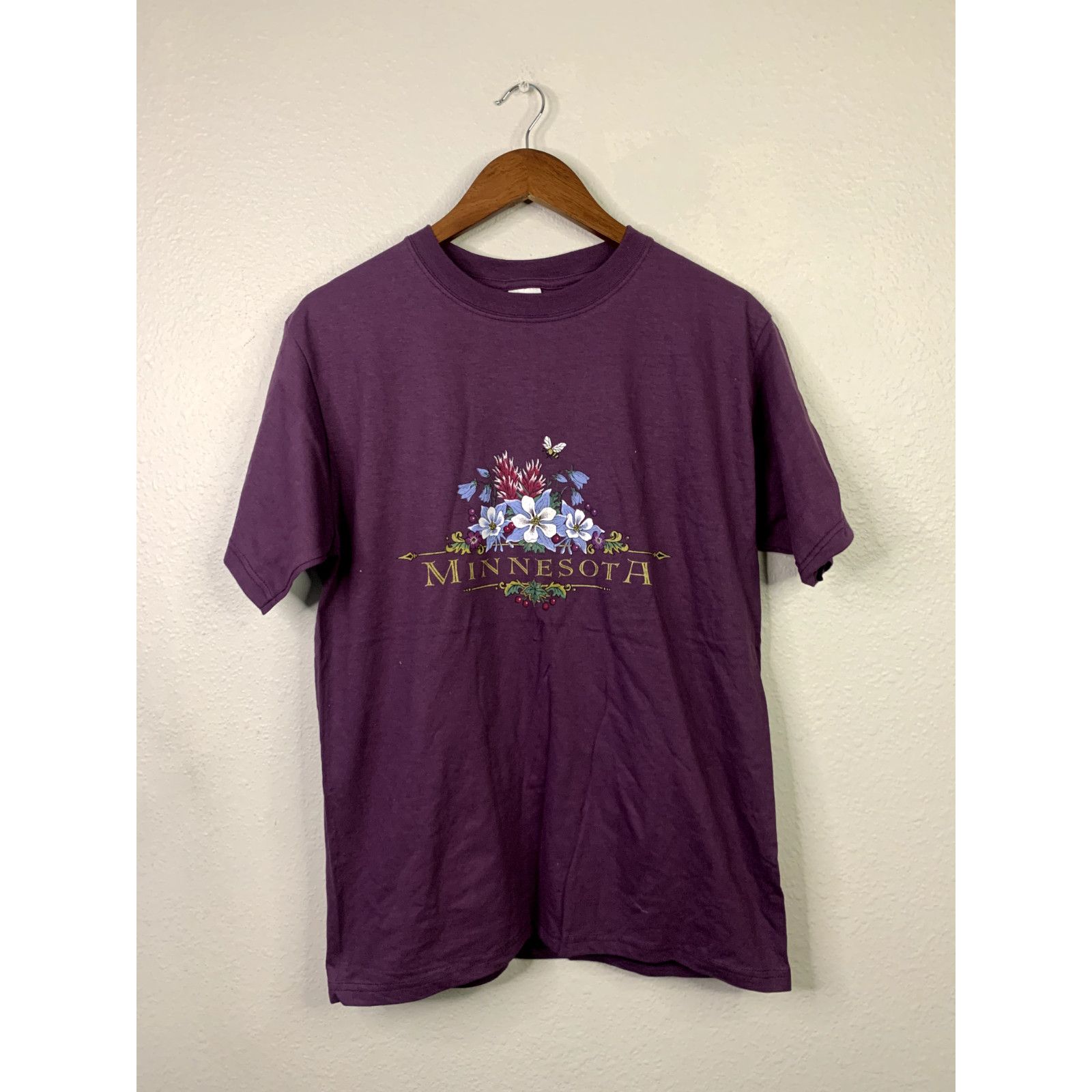 Anvil Vintage Minnesota Shirt MN Flowers Graphic 90s Anvil Purple Size US M / EU 48-50 / 2 - 1 Thumbnail