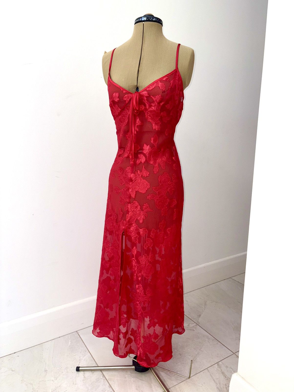 Vintage Floral Red Dress Size M / US 6-8 / IT 42-44 - 4 Thumbnail