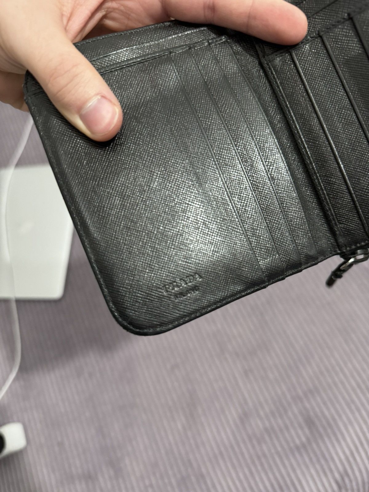 Prada Vintage Prada Nylon Big Wallet Black Logo Hype Designer Size ONE SIZE - 11 Thumbnail