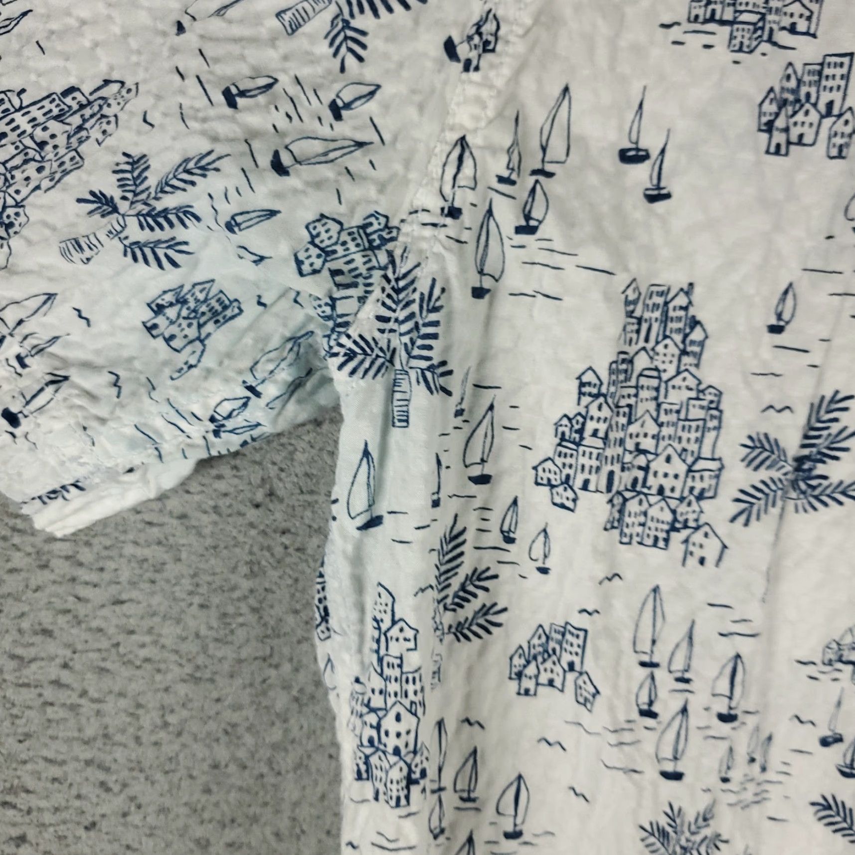 Tommy Bahama Tommy Bahama Shirt Men's Small White Graphic Print Stretch Cotton Button-Up Short Sleeve Tropical Casual Size US S / EU 44-46 / 1 - 5 Thumbnail