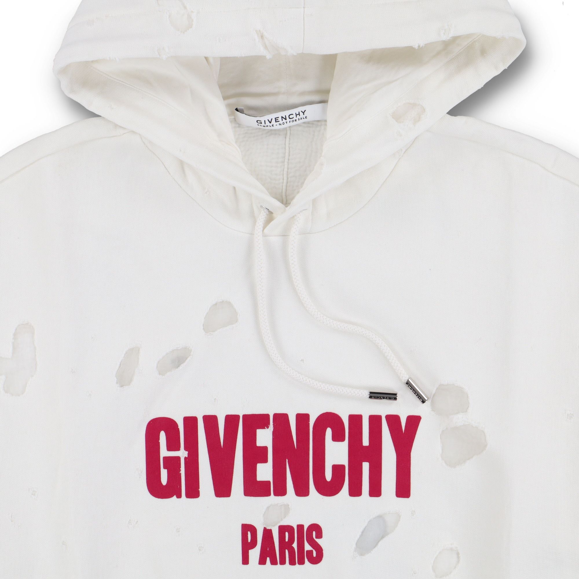 Givenchy White Fuchsia Destroyed Logo Oversized Hoodie Size US XS / EU 42 / 0 - 2 Thumbnail