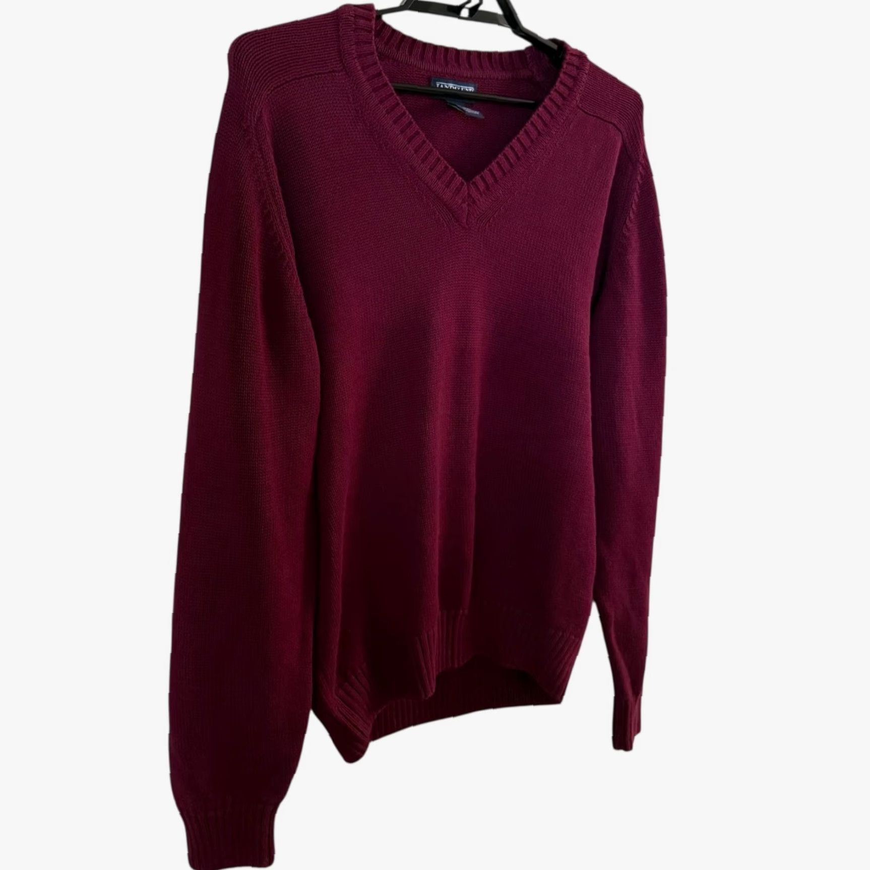Lands' End VINTAGE Lands' End Sweater Red Knit V-Neck Pullover Men M Medium Cotton Knit Pullover Classic Preppy Winter Fall Spring Golf Hiking Walking Size US M / EU 48-50 / 2 - 3 Thumbnail