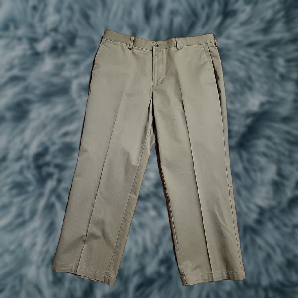 Dockers DOCKERS Individual Fit Stretch Waist Flat Front Chinos Pants 38" X 29" Beige Mens Regular Straight Cotton Flat Front Zip Button Size US 38 / EU 54 - 1 Thumbnail