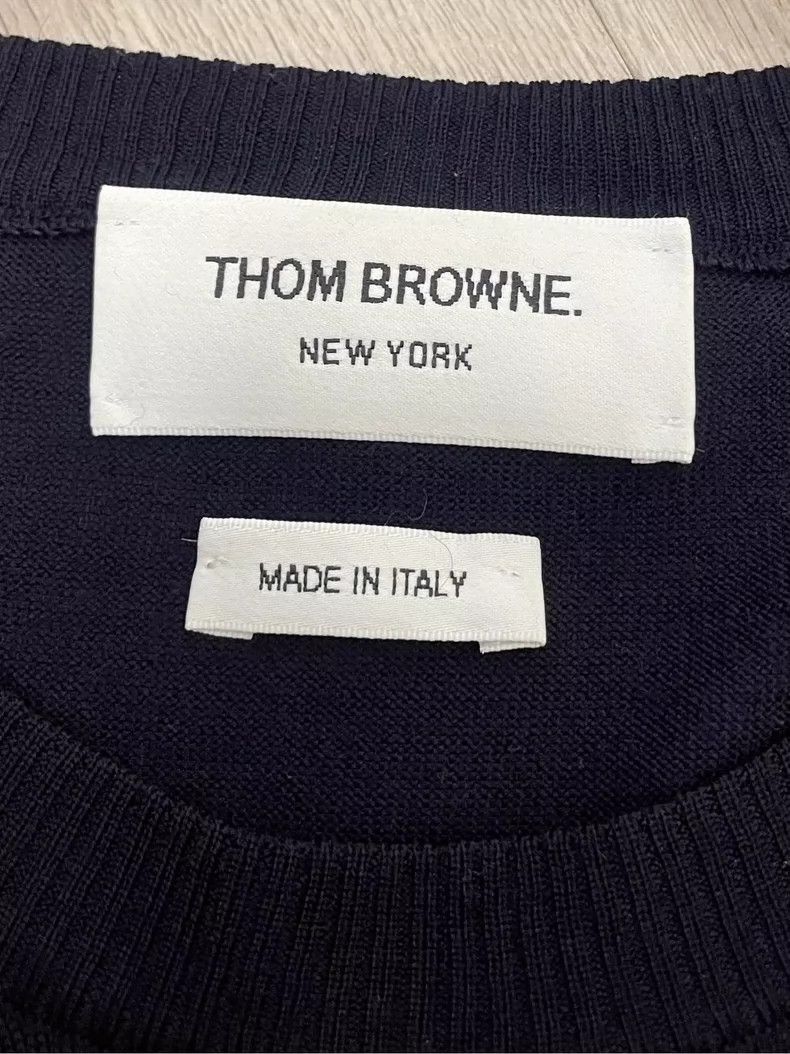 Thom Browne Thom browne Dark blue four-striped wool round-neck sweater Size US XL / EU 56 / 4 - 5 Thumbnail