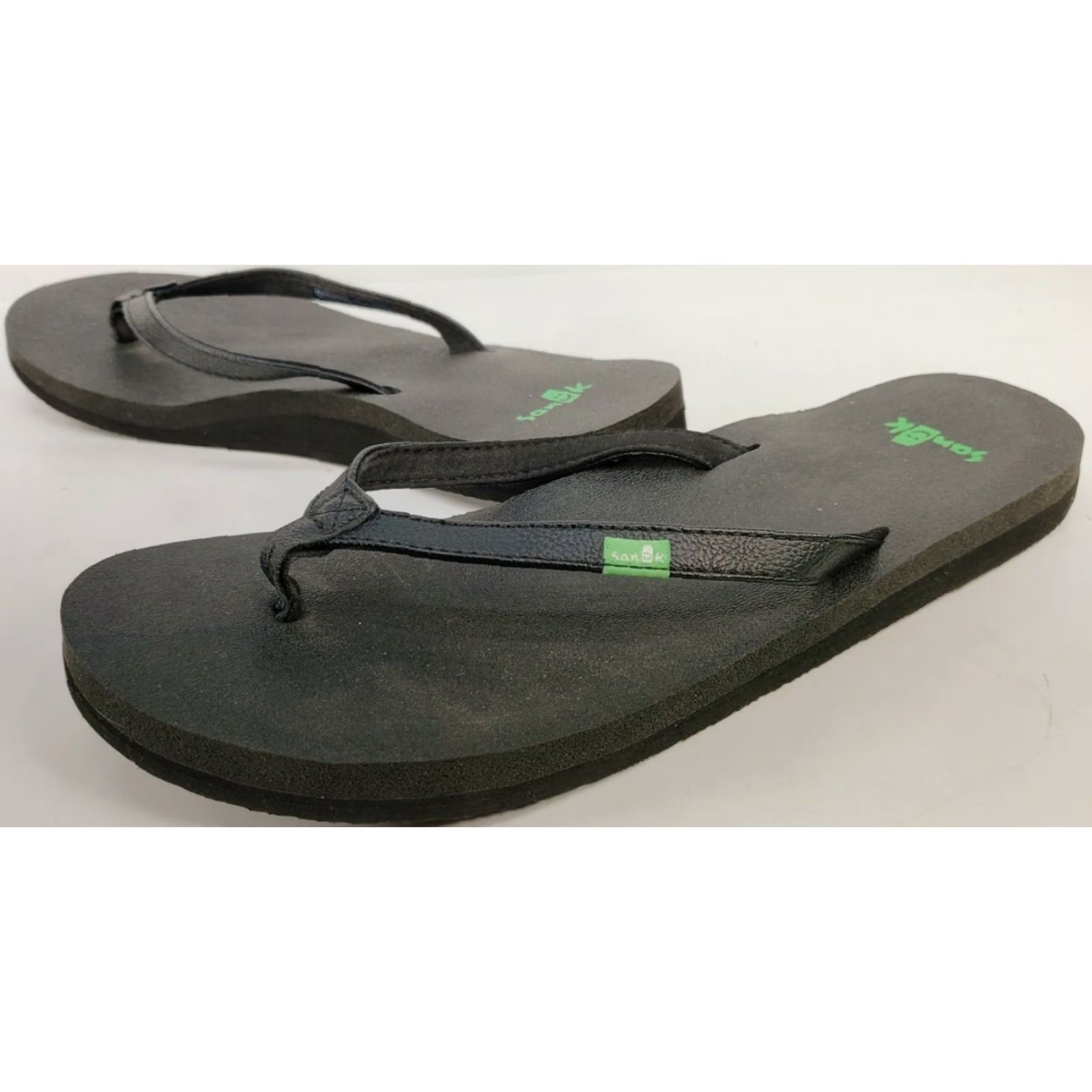 Sanuk Sanuk Yoga Joy Women’s 7 Flip Flop Sandals Toe Post Black SWS10275, Deep Teal, Cushioned, Flat, Slip On, Faux Leather Upper, M Width, Sandal, Like New Size US 7 / IT 37 - 3 Thumbnail