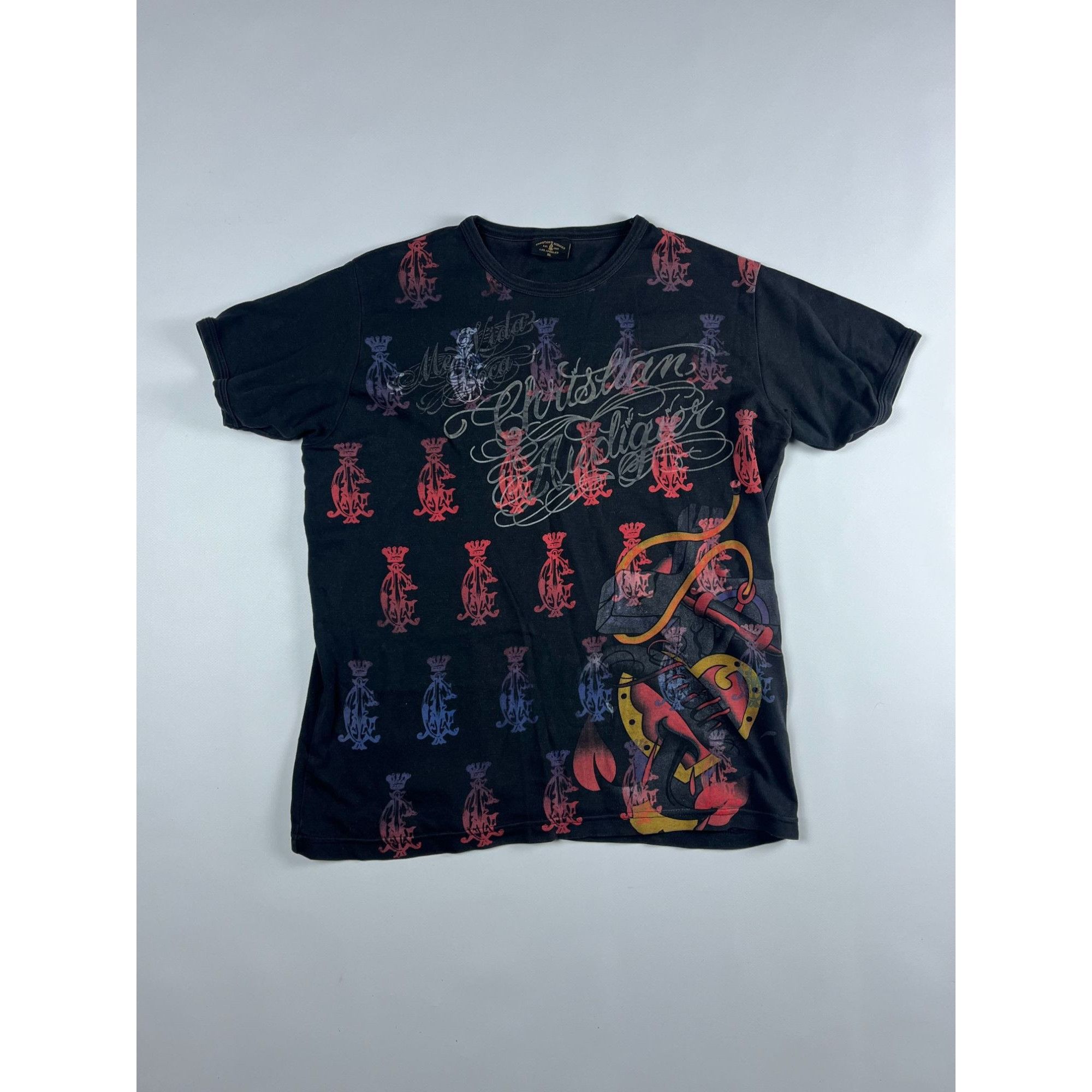 Christian Audigier × Ed Hardy × Vintage Christian Audigier Black Graphic T-Shirt Size US M / EU 48-50 / 2 - 1 Thumbnail