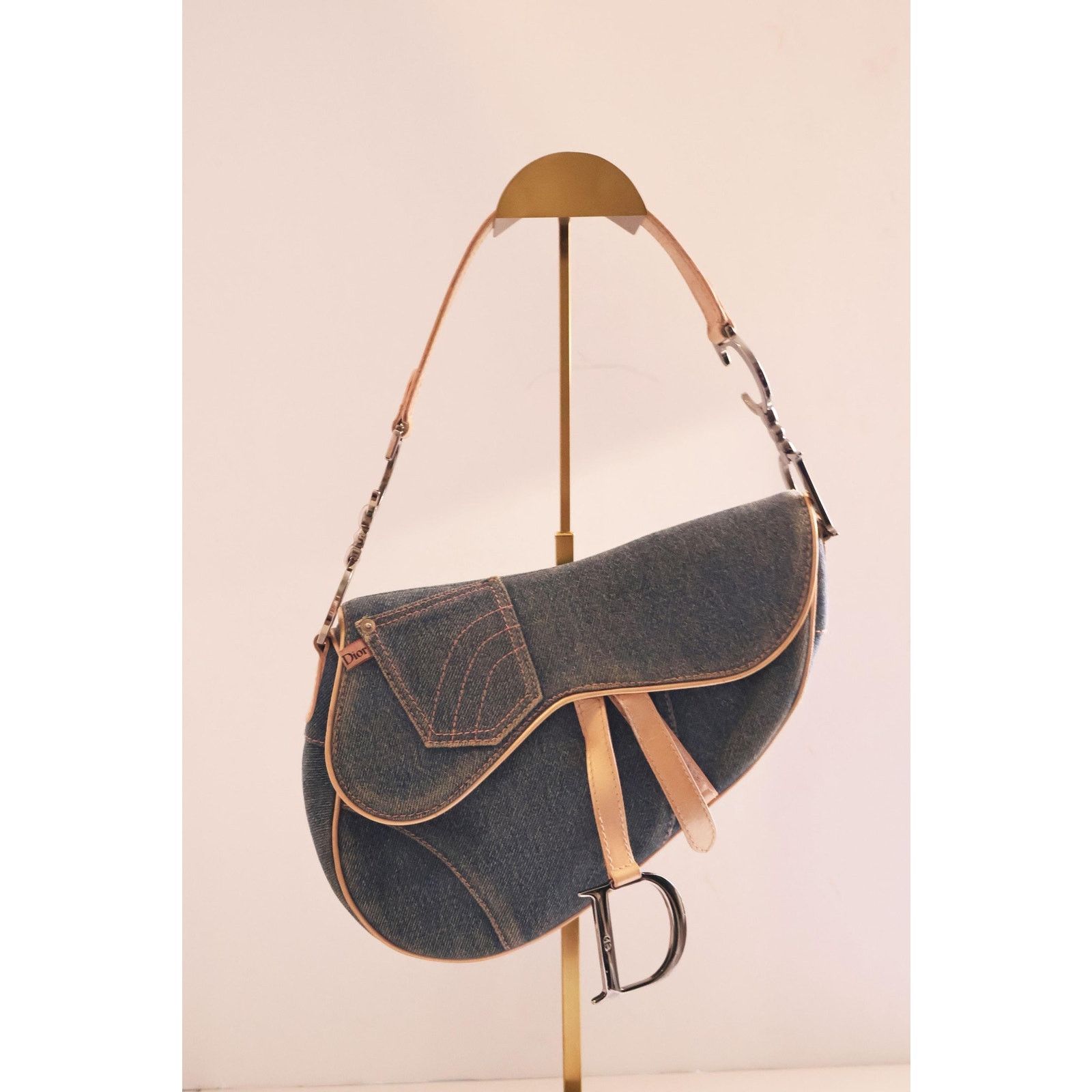 Dior RARE Christian Dior Blue Denim Saddle Bag Size ONE SIZE - 2 Thumbnail