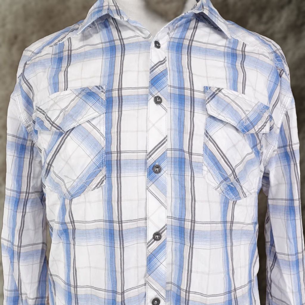 BKE BKE Shirt Mens XL Blue Plaid Long Sleeve Button-Up Athletic Fit Western Size US XL / EU 56 / 4 - 1 Thumbnail