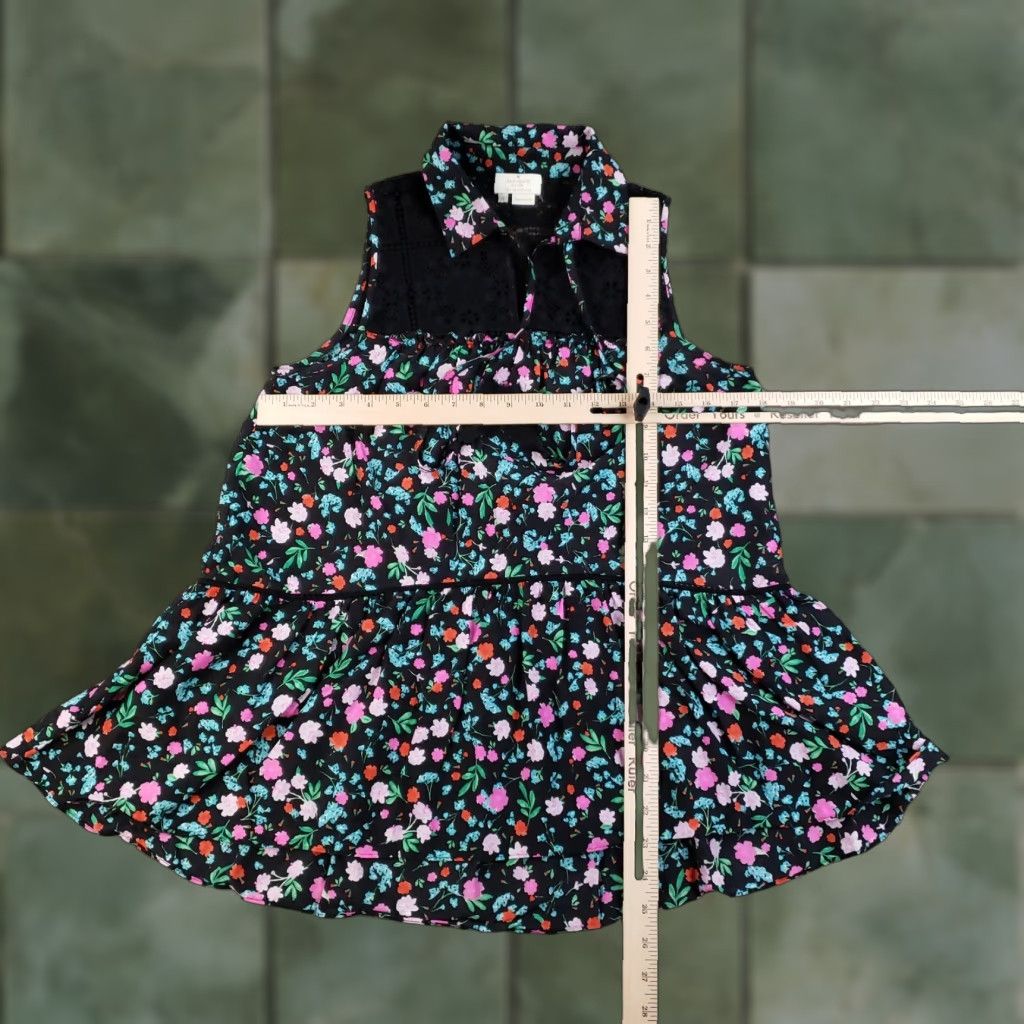 Vintage Kate Spade Dress Womens Small Black Floral Lace Yoke Sleeveless Collared Tiered Shirt? Size S / US 4 / IT 40 - 1 Thumbnail