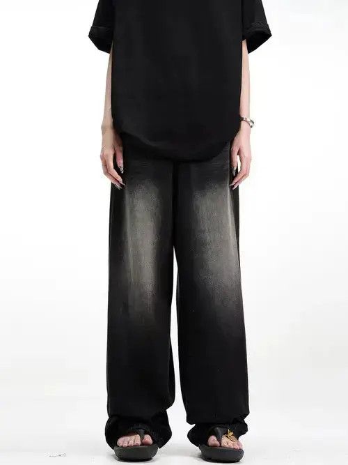 Japanese Brand × Jean Retro high street washed distressed wide leg jeans Size US 32 / EU 48 - 1 Thumbnail