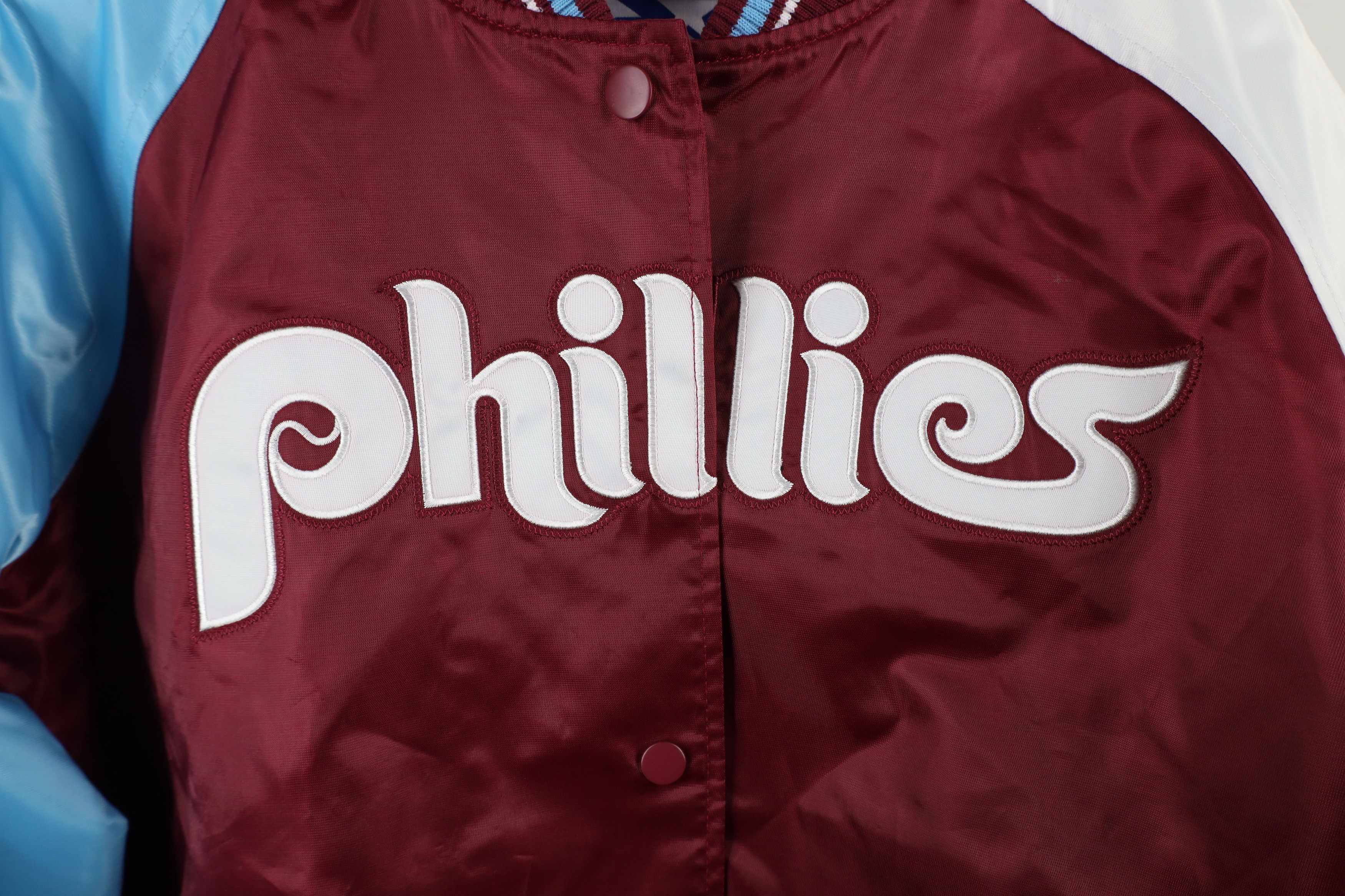 Starter × Vintage Vintage 90s Starter Philadelphia Satin Bomber Jacket Size US M / EU 48-50 / 2 - 7 Thumbnail