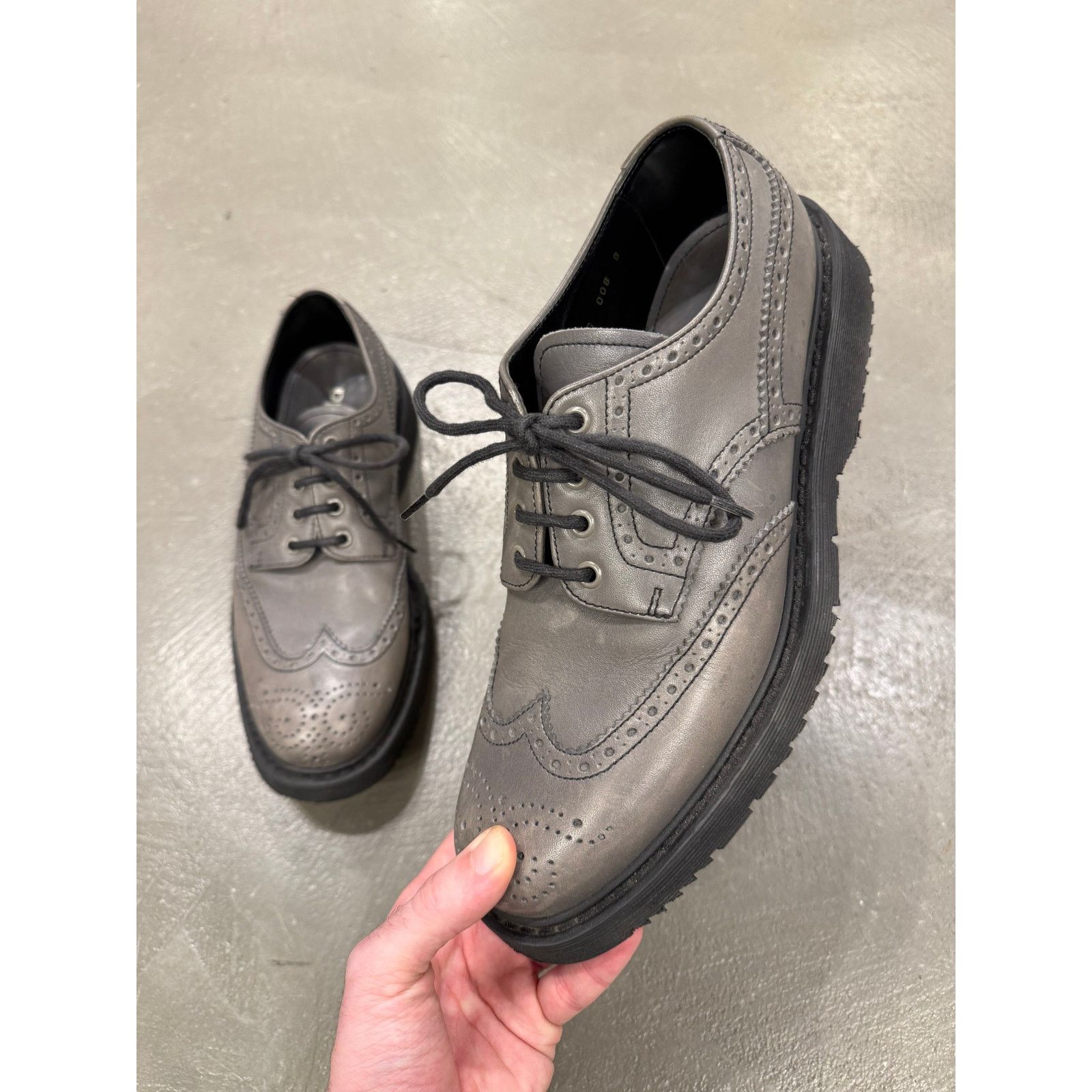 Prada 2000s Prada grey leather derby shoes Size US 12 / IT 42 - 11 Thumbnail