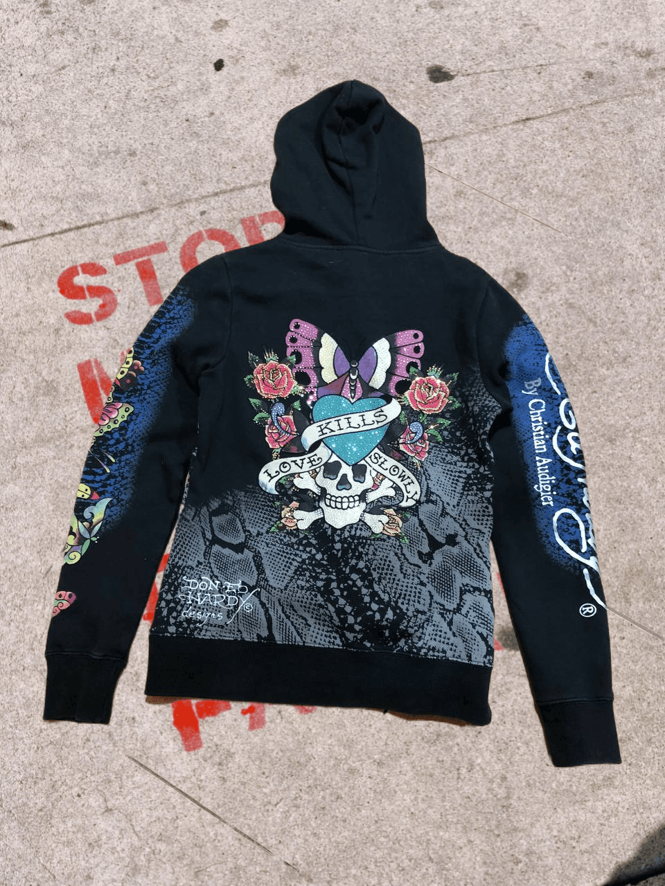 Christian Audigier Ed Hardy Christian Audigier Hoodie Jumper Printed Pullover Size S / US 4 / IT 40 - 1 Thumbnail