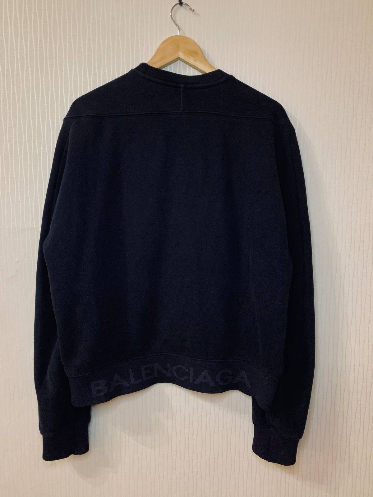 Balenciaga Balenciaga Intarsia Hem Fleece-back Cotton Sweatshirt Size US M / EU 48-50 / 2 - 1 Thumbnail
