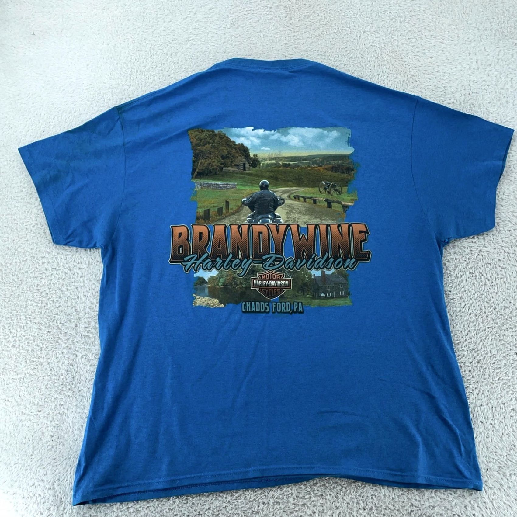 Harley Davidson Harley-Davidson Shirt Mens XL Blue Brandywine Chadds Ford Pennsylvania Biker Tee Size US XL / EU 56 / 4 - 5 Thumbnail