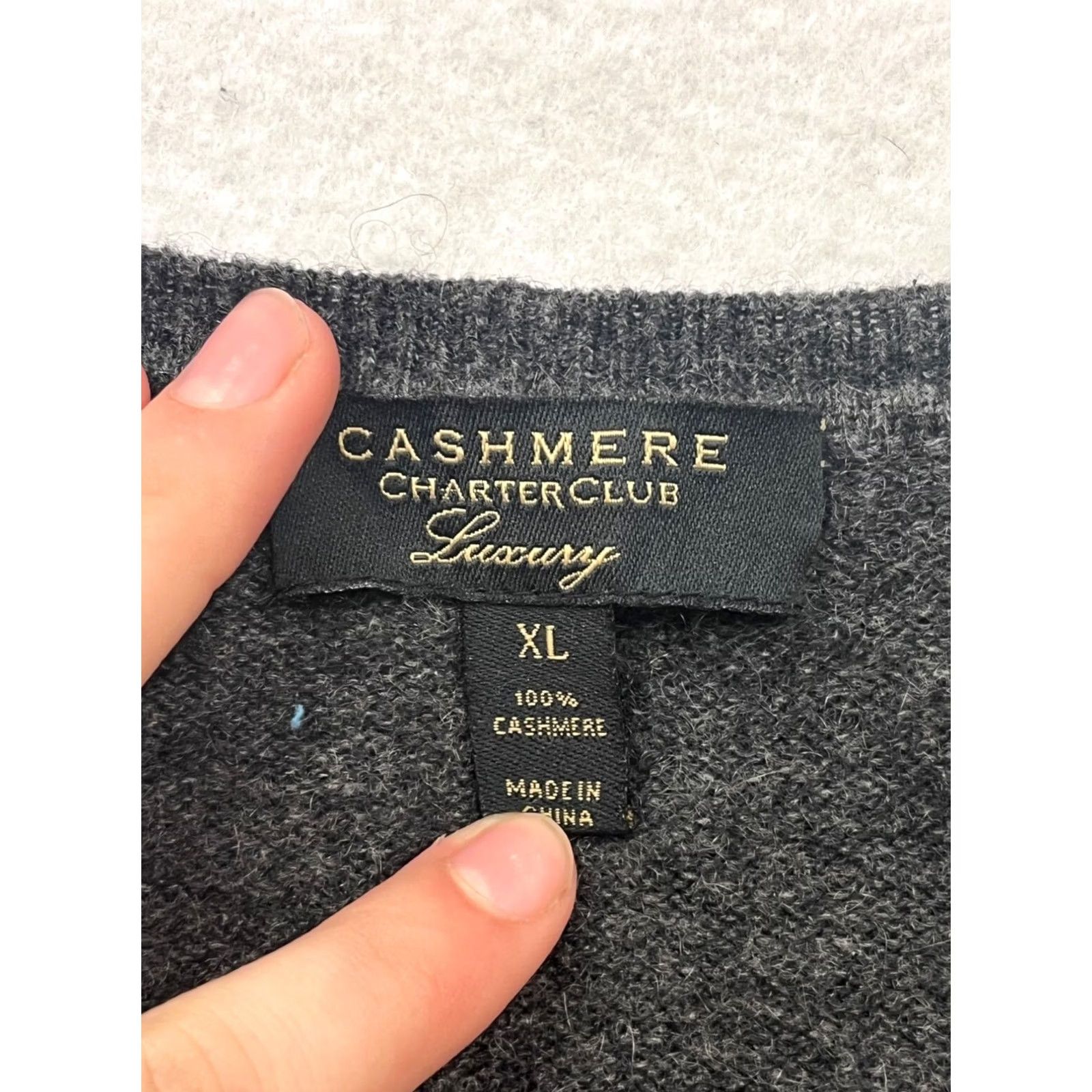 Charter Club Charter Club Womens XL Luxury Cashmere Gray Crewneck Sweater Size XL / US 12-14 / IT 48-50 - 4 Thumbnail