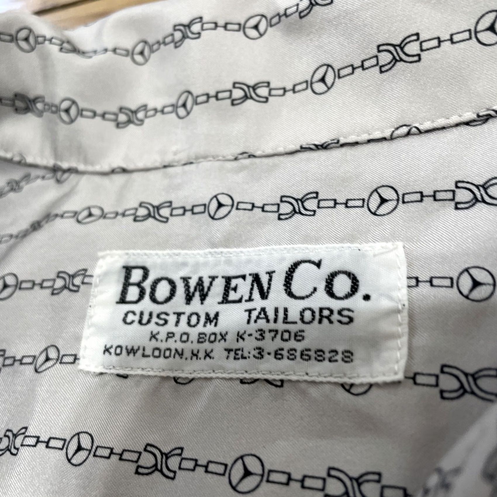 CO VINTAGE Bowen Co Silk Shirt Men M Gray Chain Print Art Deco Stripe Shirt Boy M? Size US M / EU 48-50 / 2 - 6 Thumbnail