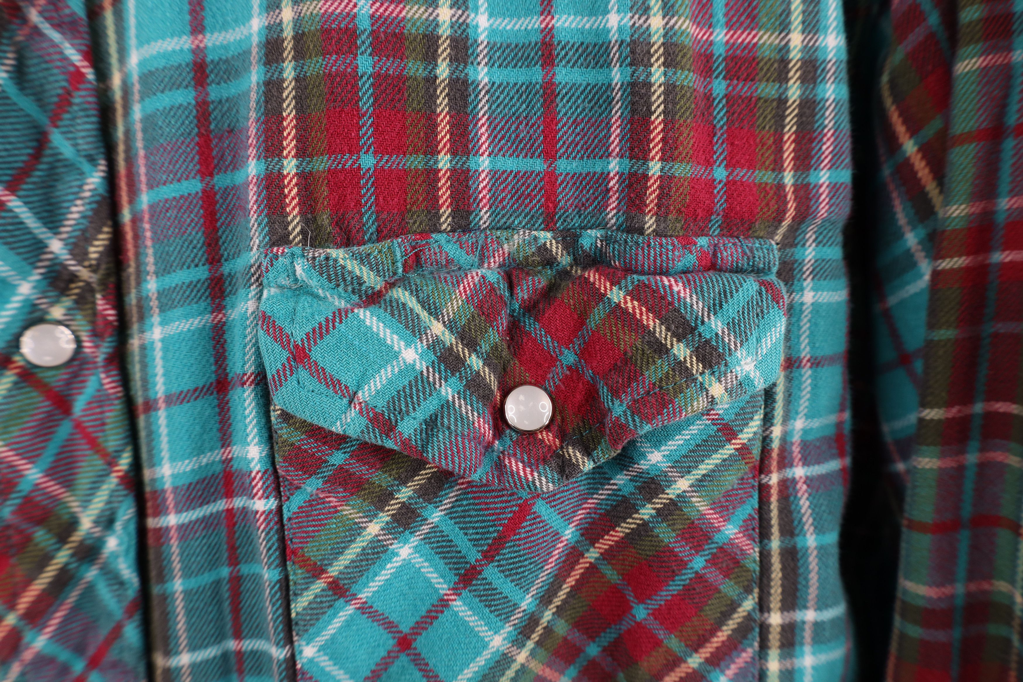 Wrangler Vintage 90s Wrangler Rainbow Plaid Flannel Snap Button Shirt Size US XL / EU 56 / 4 - 4 Thumbnail