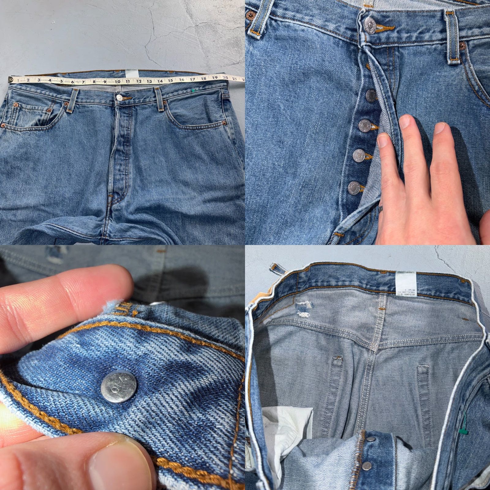 Levi's VINTAGE Levi's 501 Jeans Mens Denim Blue Light Wash 40x32 Straight 5-Pocket 90s Size US 40 / EU 56 - 8 Thumbnail
