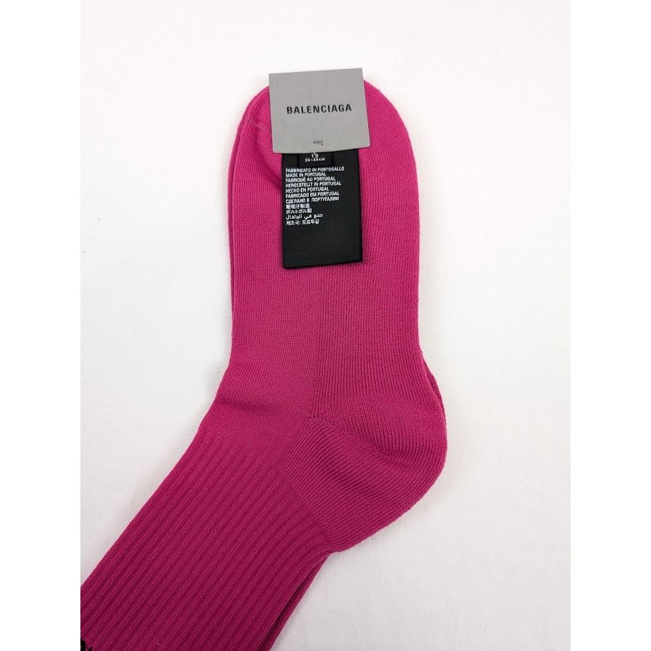 Balenciaga o1rshd1 Q: 2 / Size: L / B Tennis Sporty Socks in Pink Size ONE SIZE - 4 Thumbnail