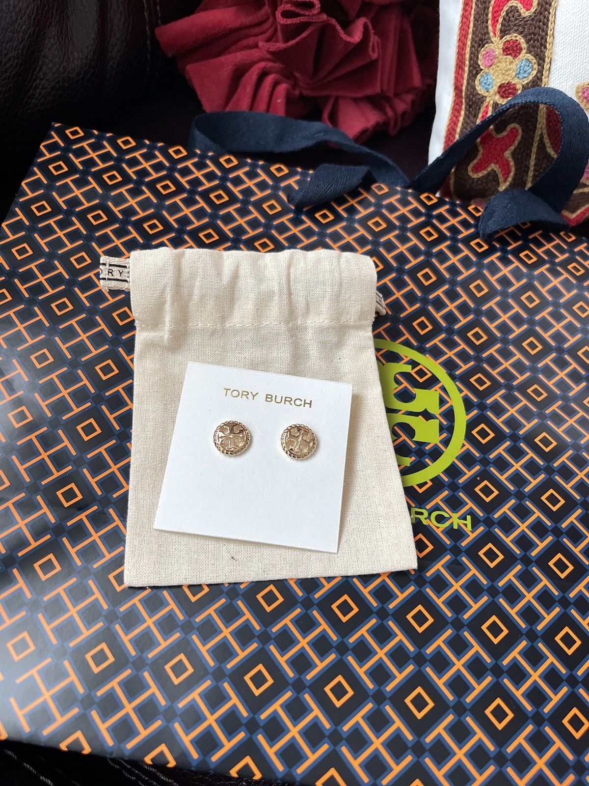 Tory Burch Tory Burch Golden Logo Earrings Rope NEW with pouch Size ONE SIZE - 1 Thumbnail