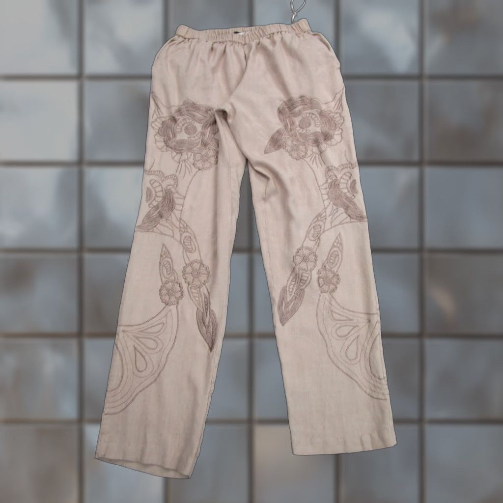 Vintage Loyd/Ford Pants Womens 4 Beige Embroidered Palm Springs Crop Ankle Pull-On Size 27" / US 4 / IT 40 - 1 Thumbnail
