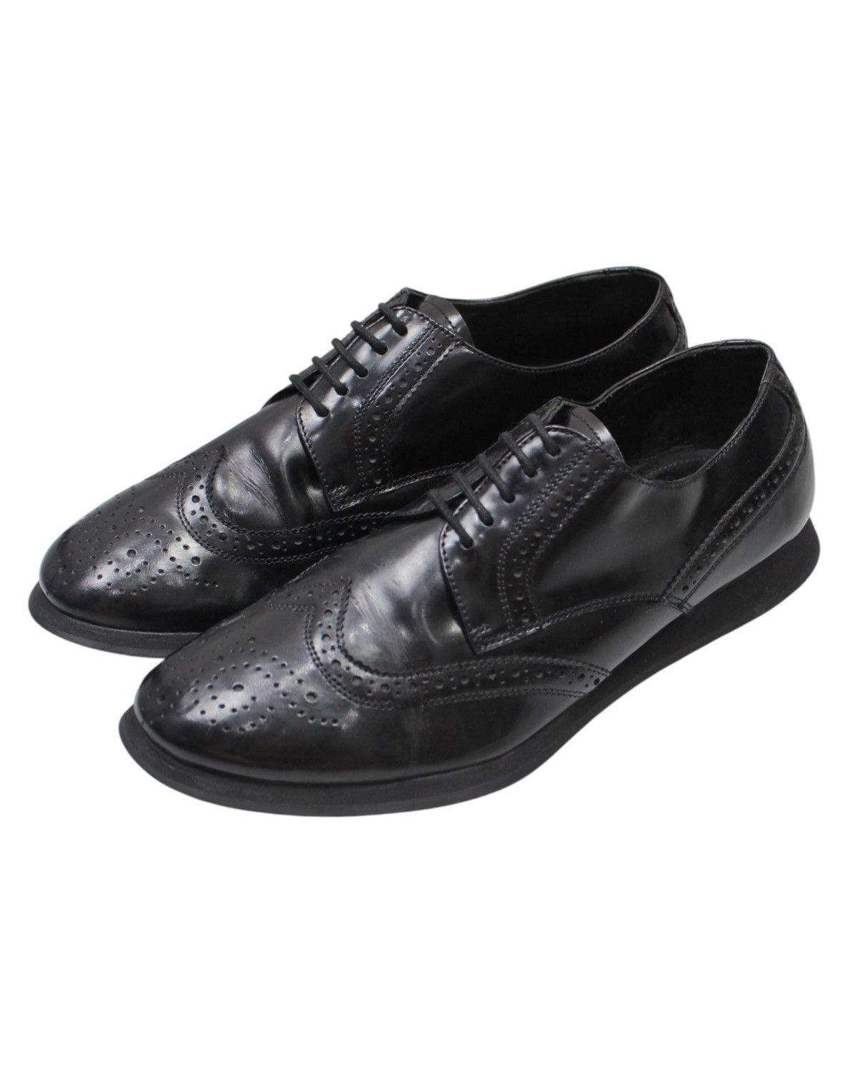 Prada 2010S PRADA MILANO BLACK WINGTIP BROGUE SHOES Size US 7 / EU 40 - 7 Thumbnail