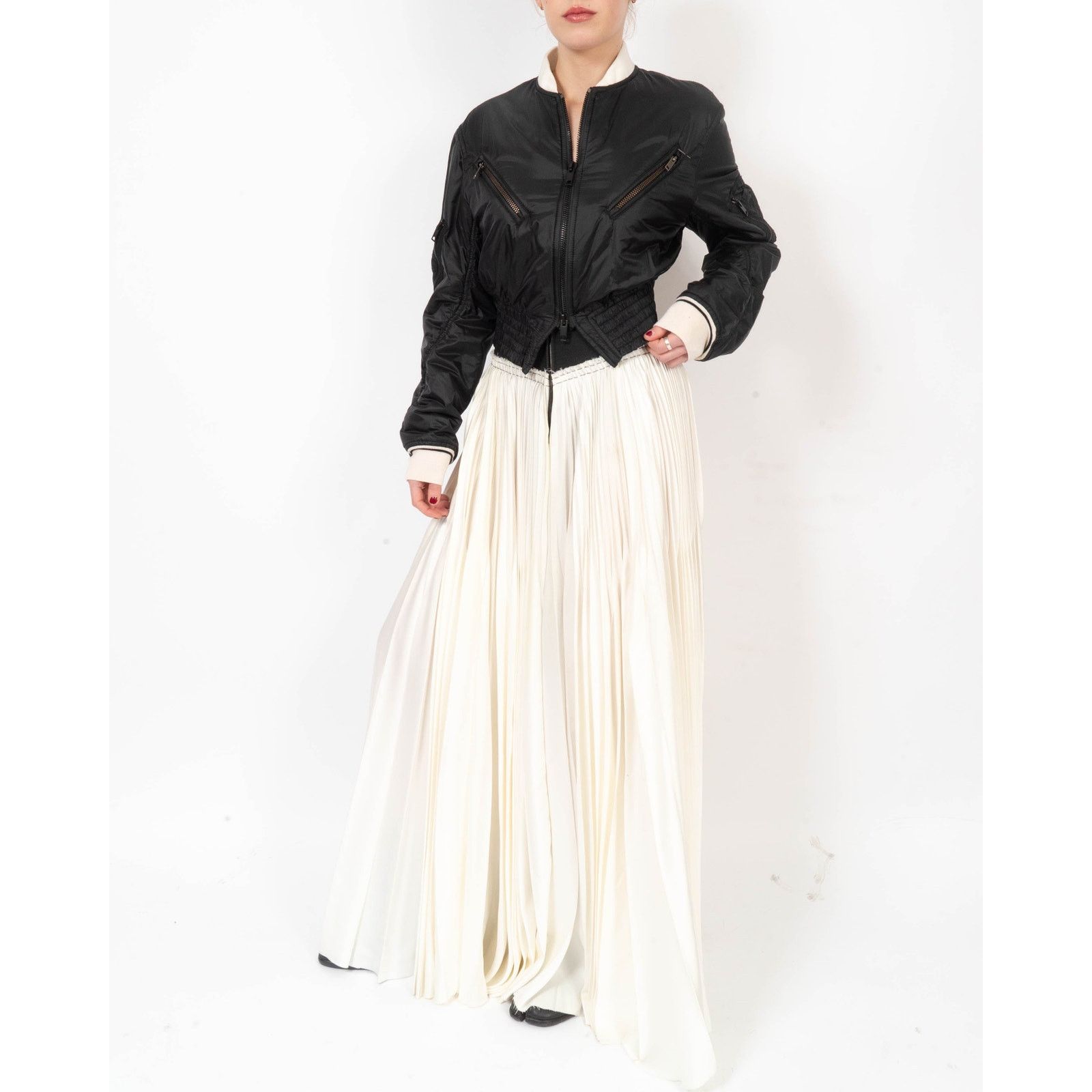 Haider Ackermann FW15 Oversized Pleated Skirt in White Viscose Size S / US 4 / IT 40 - 4 Thumbnail