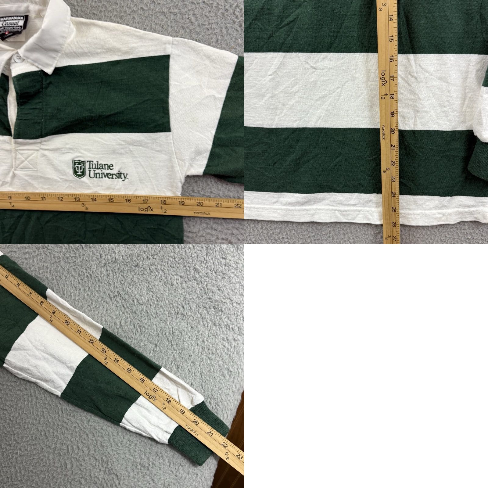 Barbarian VINTAGE Barbarian Polo Shirt Womens Small Green Striped Long Sleeve Knit 100% Cotton Regulated Size S Womens Size S / US 4 / IT 40 - 8 Thumbnail