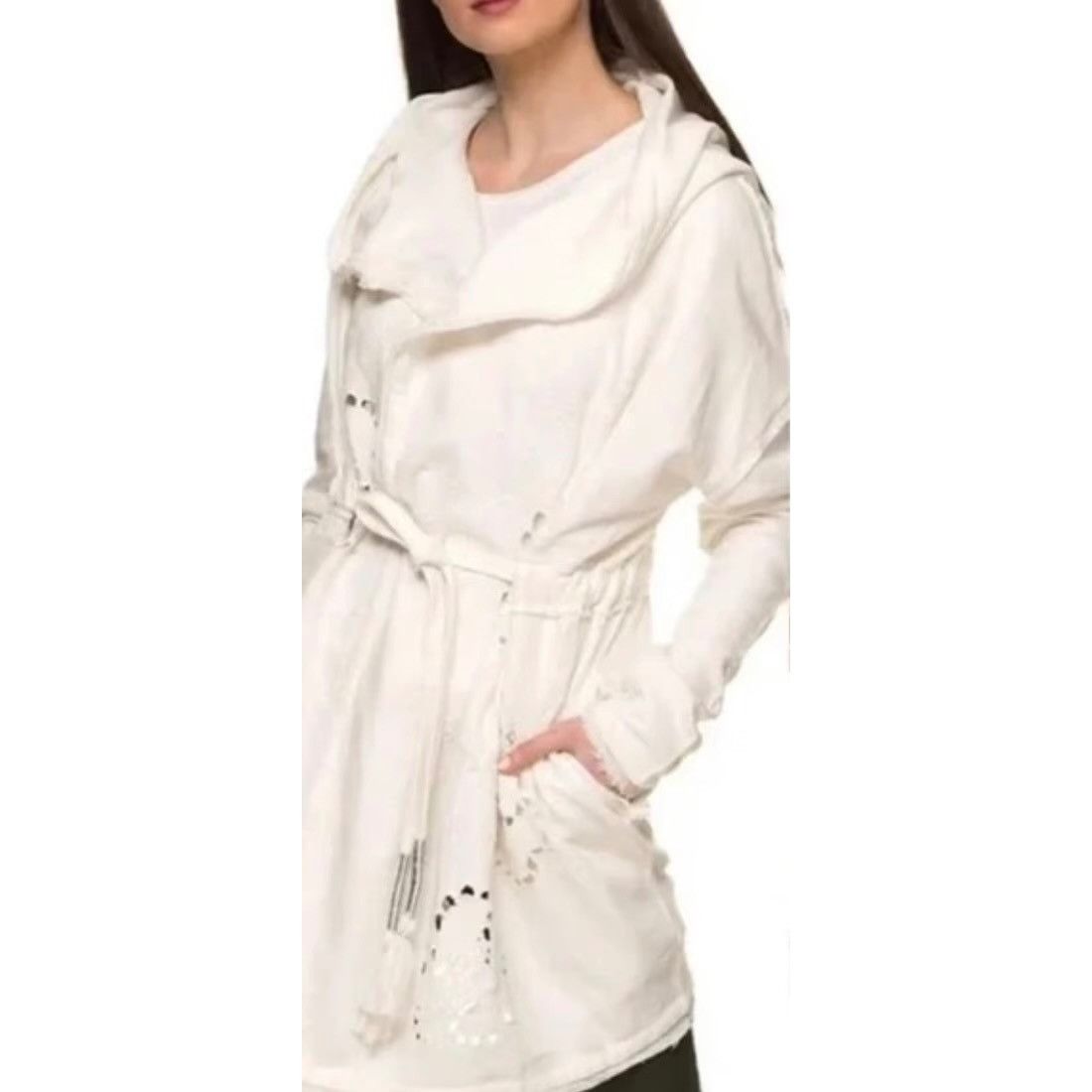 Free People Free People Ivory French Terry Relaxed Hooded Wrap Cardigan Size XS / US 0-2 / IT 36-38 - 11 Thumbnail