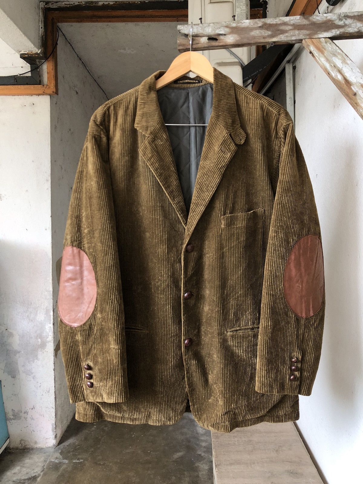 Faconnable Vtg 90s Faconnable Corduroy Leather Elbow Jacket Blazer Size US L / EU 52-54 / 3 - 1 Thumbnail