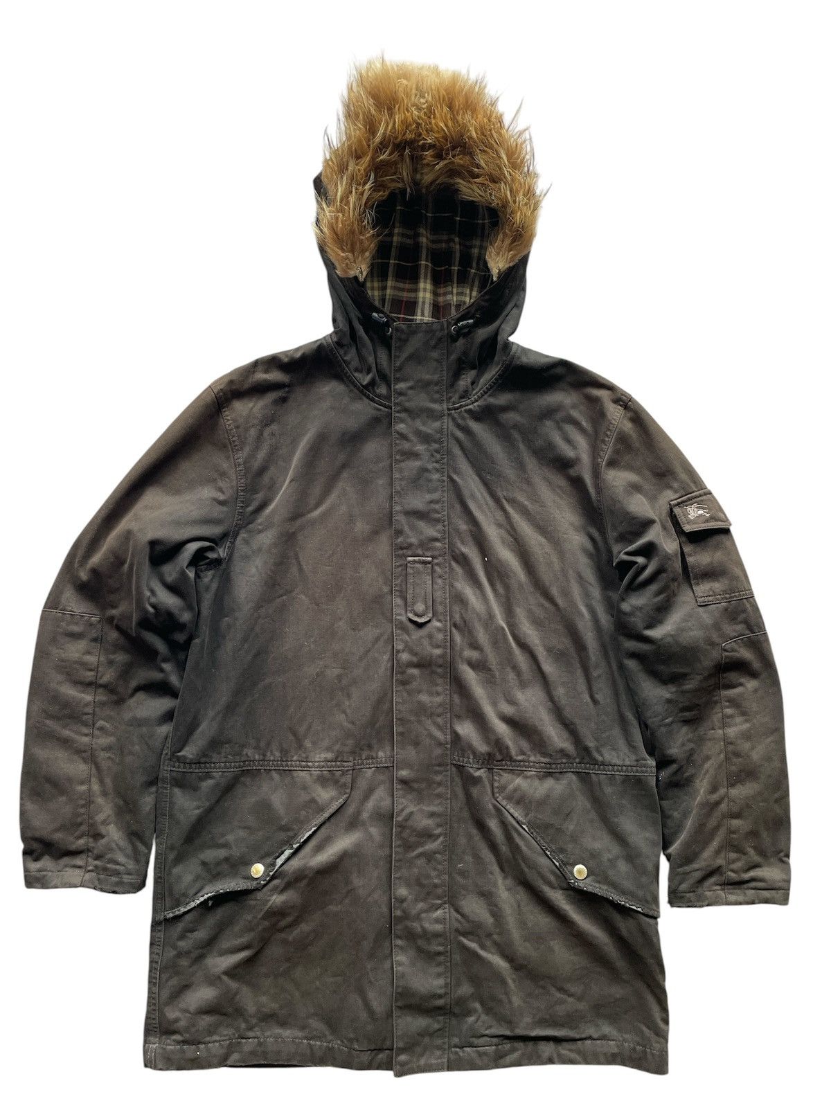 Burberry Burberry Blue Label Distressed Parka Fur Outer Hoodie Size US L / EU 52-54 / 3 - 1 Thumbnail