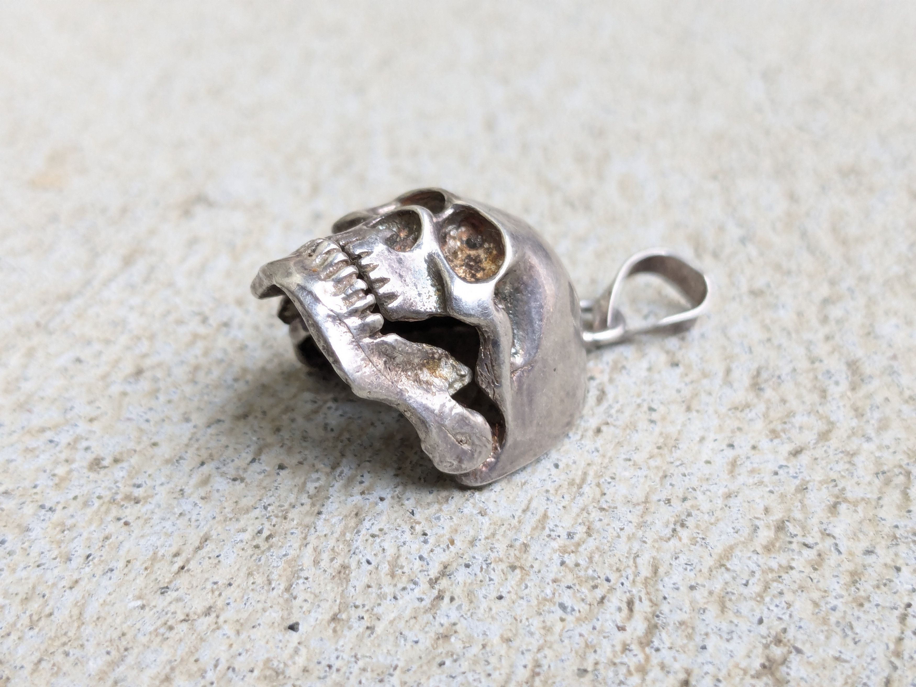 Other Vintage Sterling Silver Pendant Skull Skeleton Punk Size ONE SIZE - 3 Thumbnail